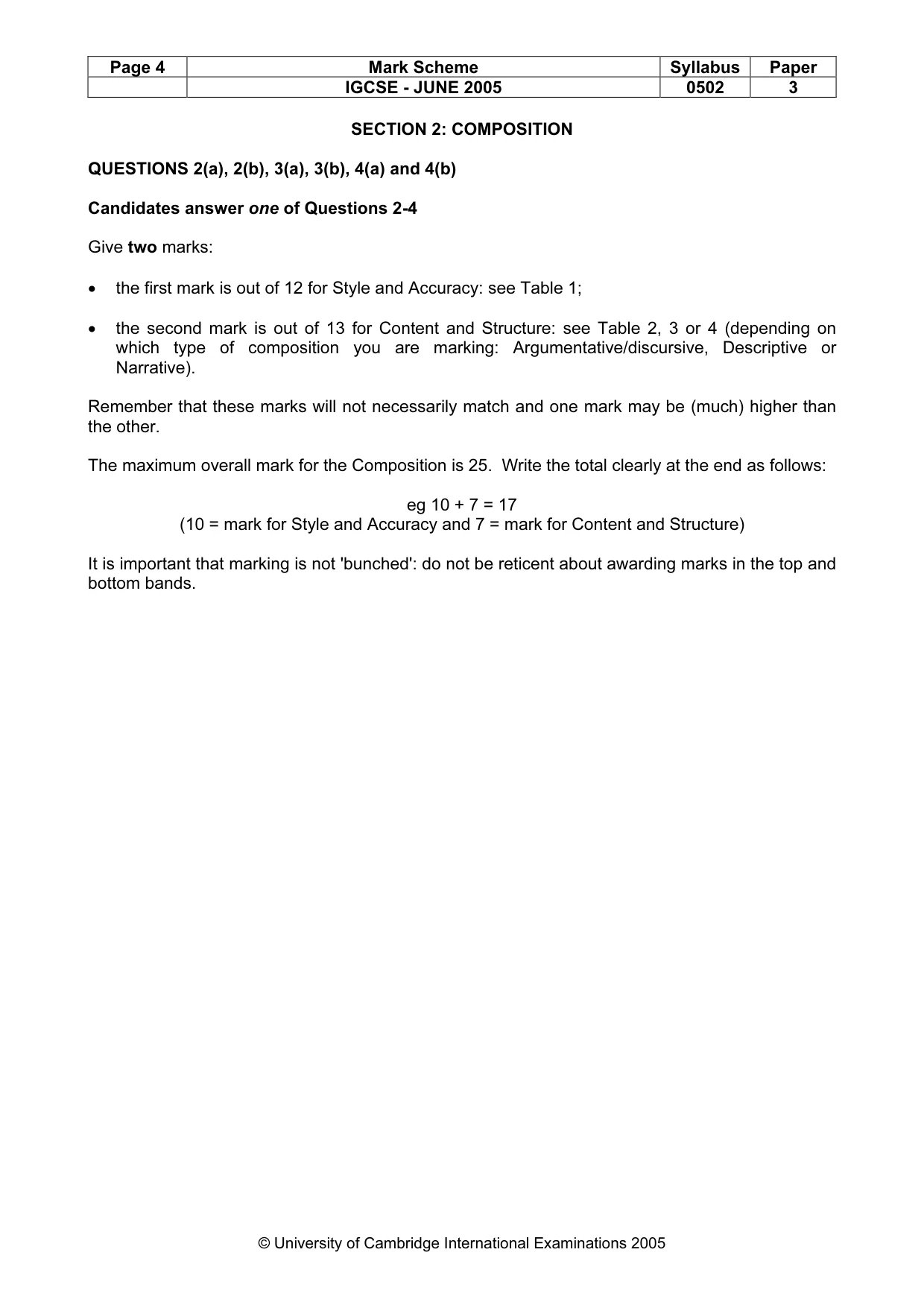 Mark scheme, page 6 of 10