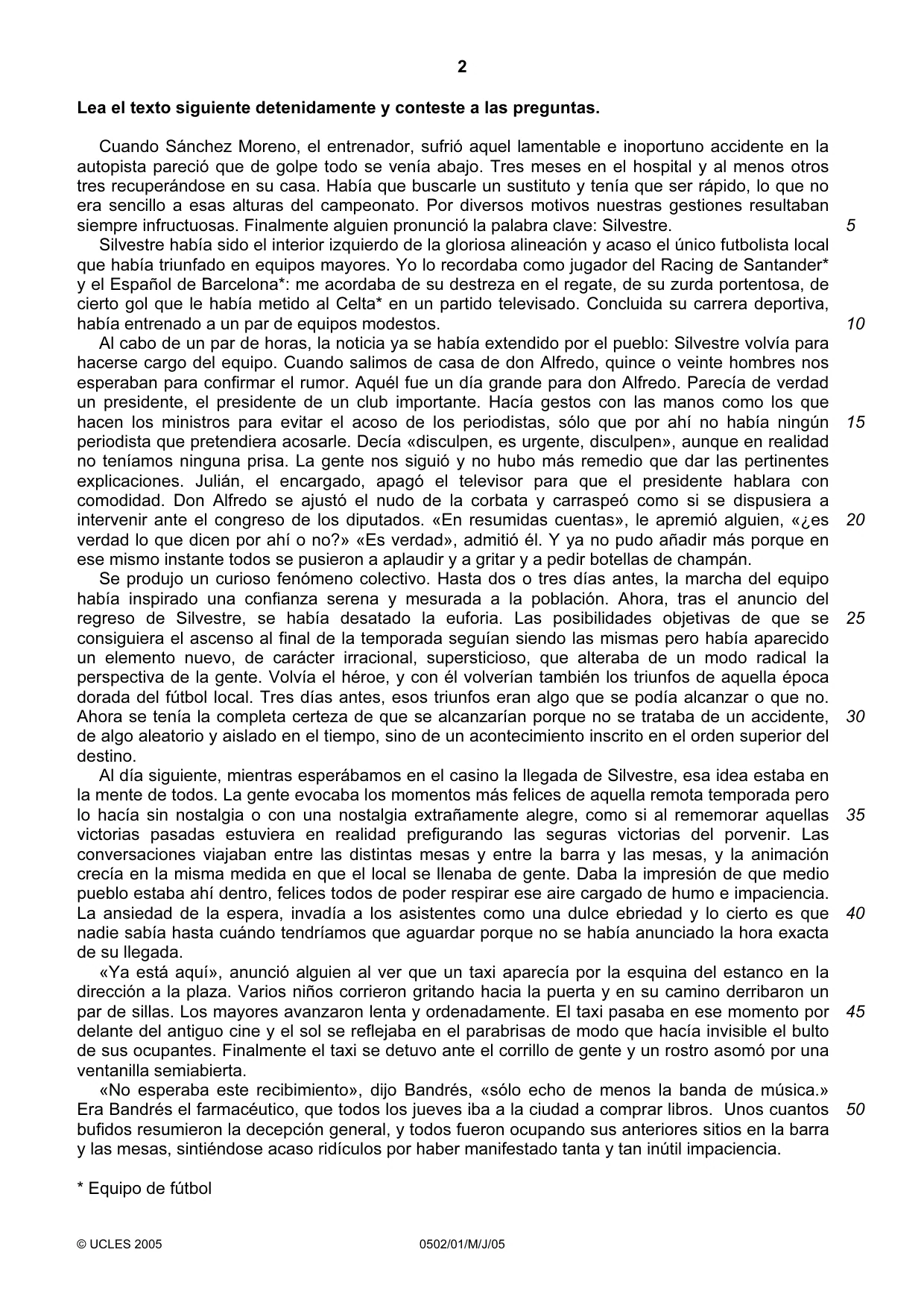 Cambridge IGCSE Spanish - First Language 0502 2005 May/June Paper 1 · Variant 1 question paper, page 2 of 4