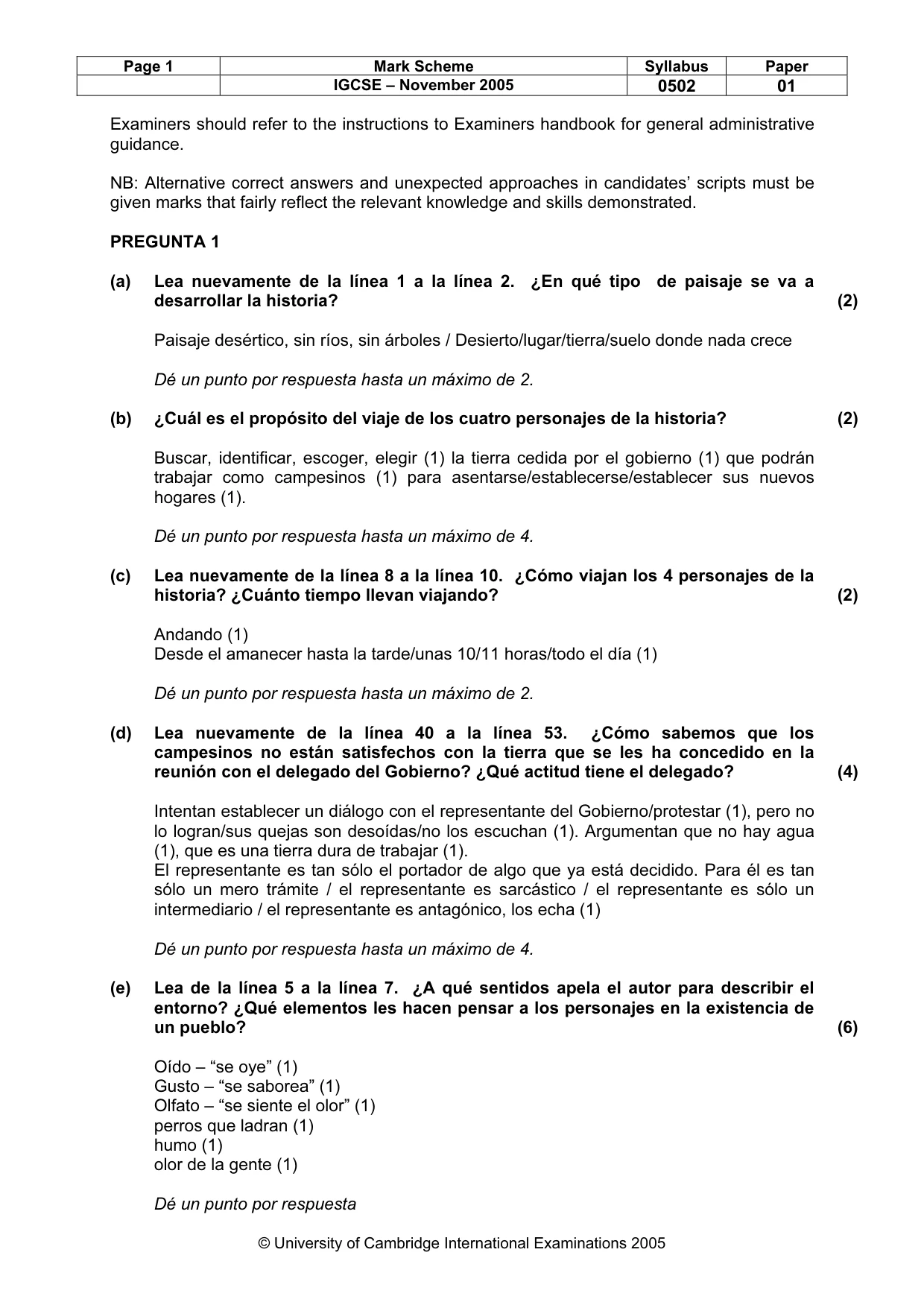 Mark scheme, page 2 of 5