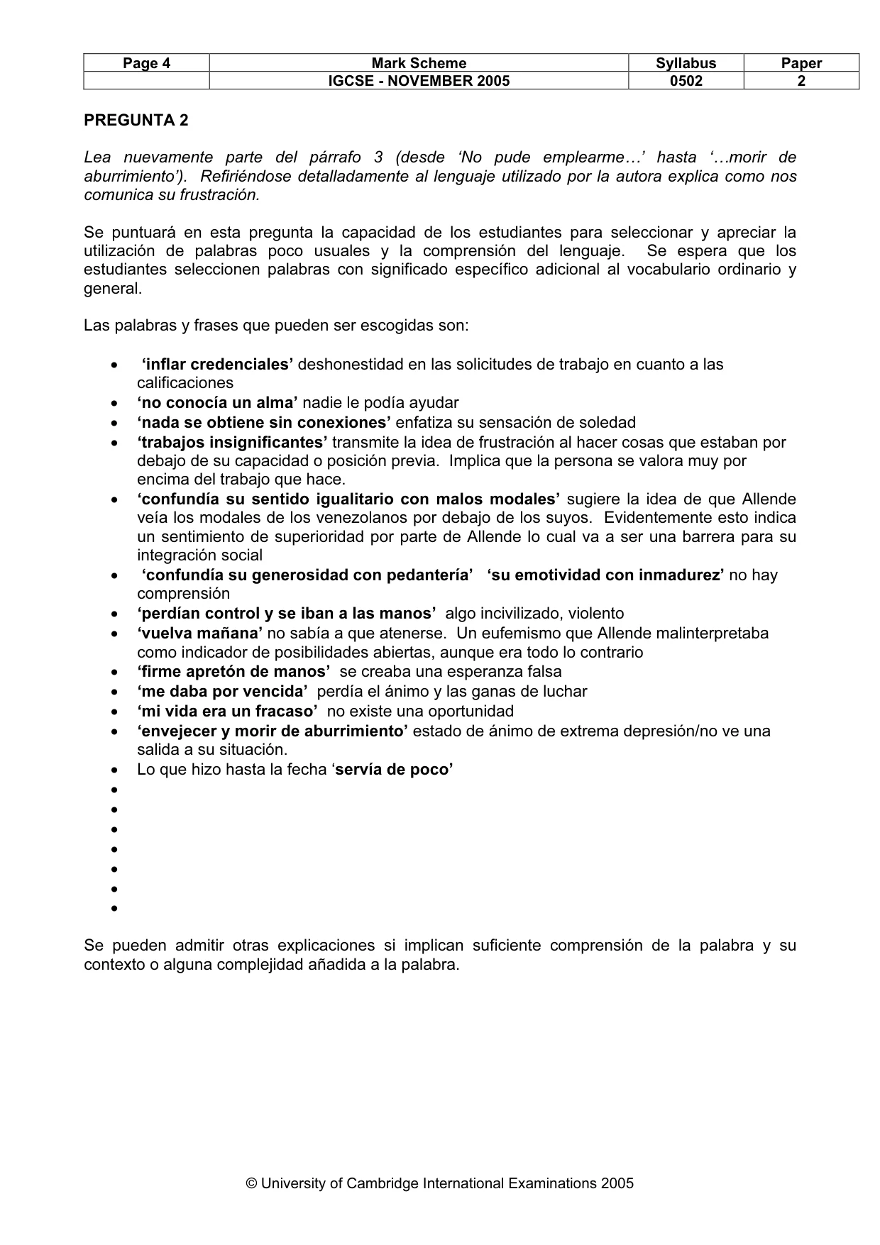 Mark scheme, page 5 of 8