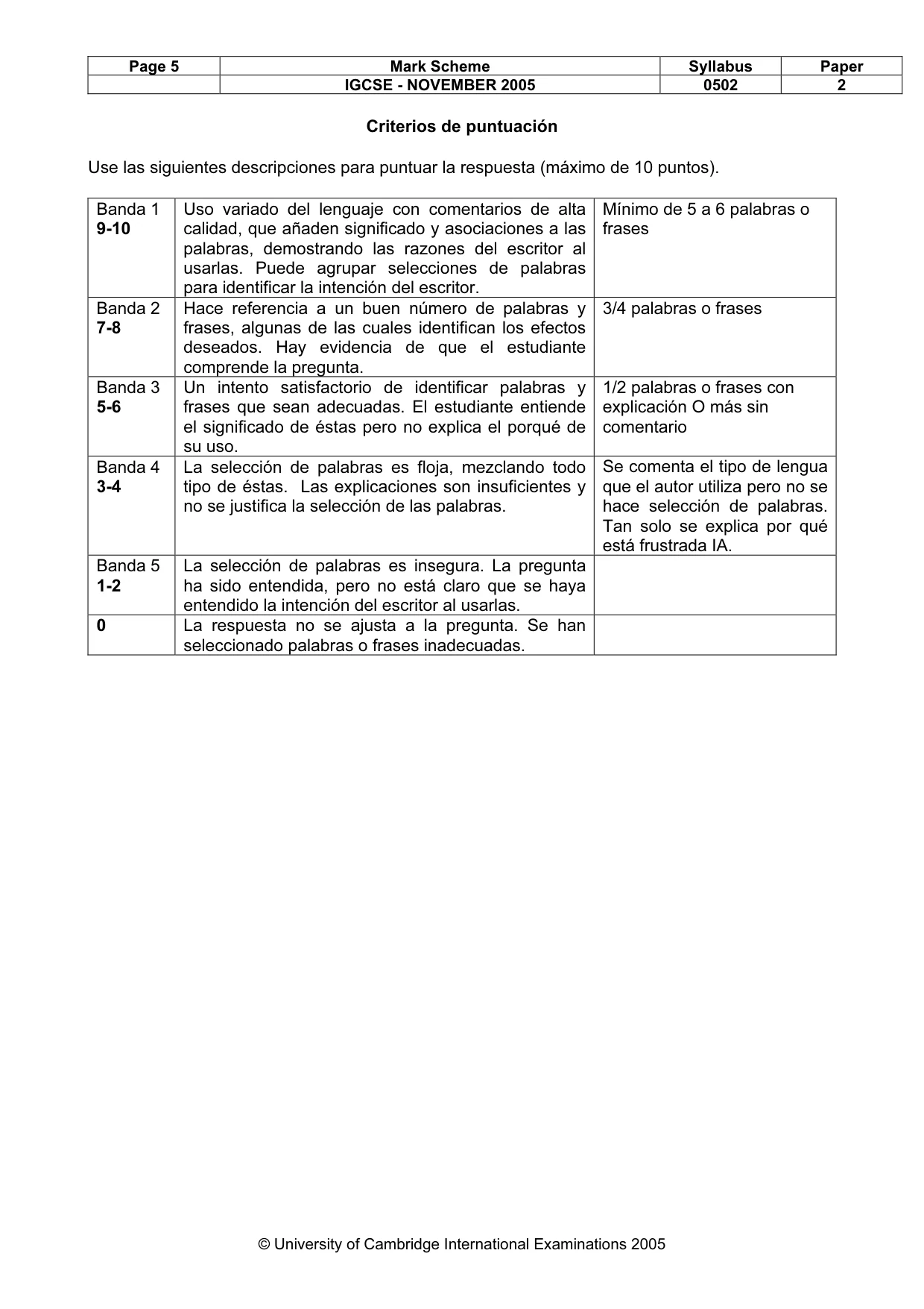Mark scheme, page 6 of 8