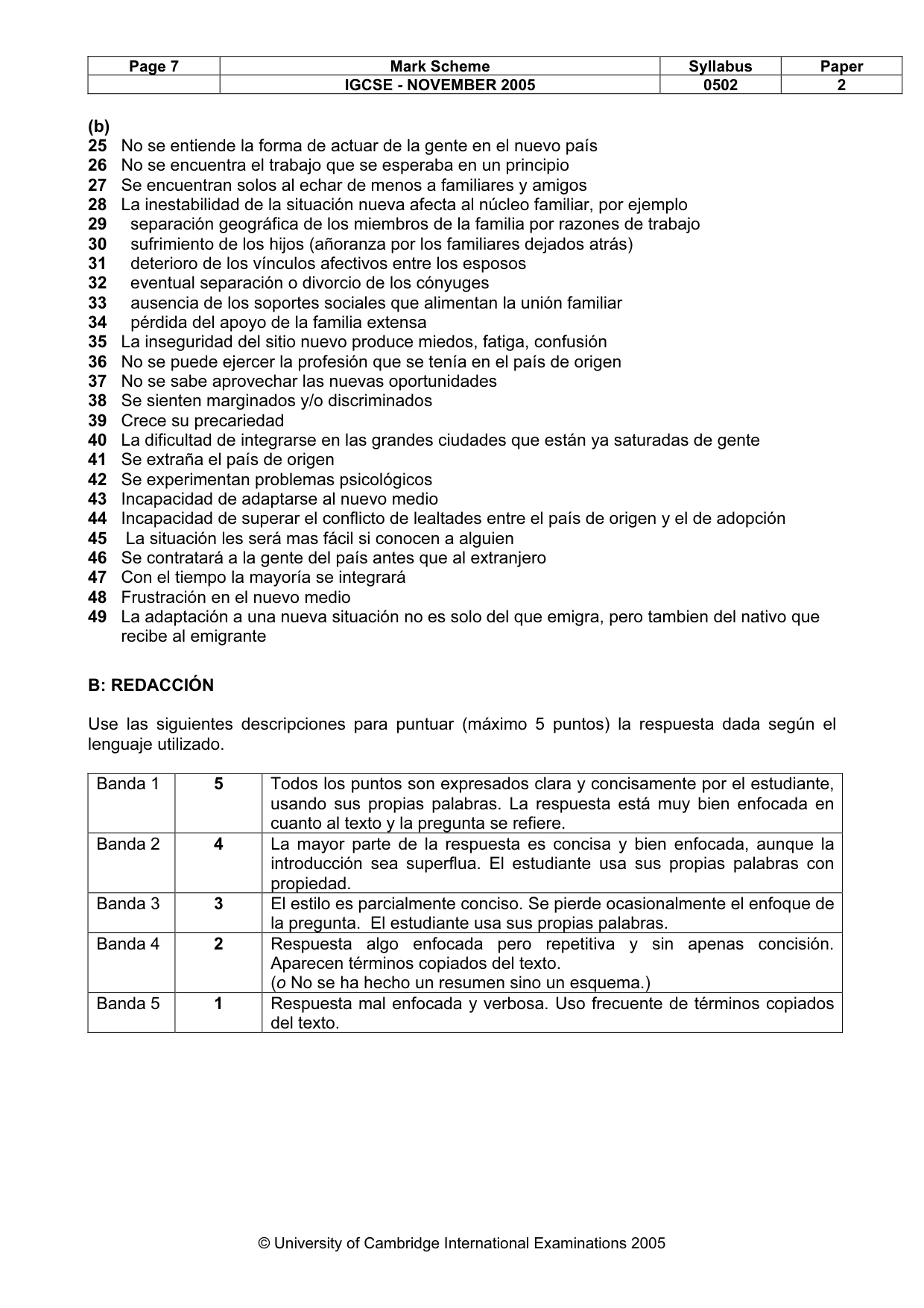 Mark scheme, page 8 of 8