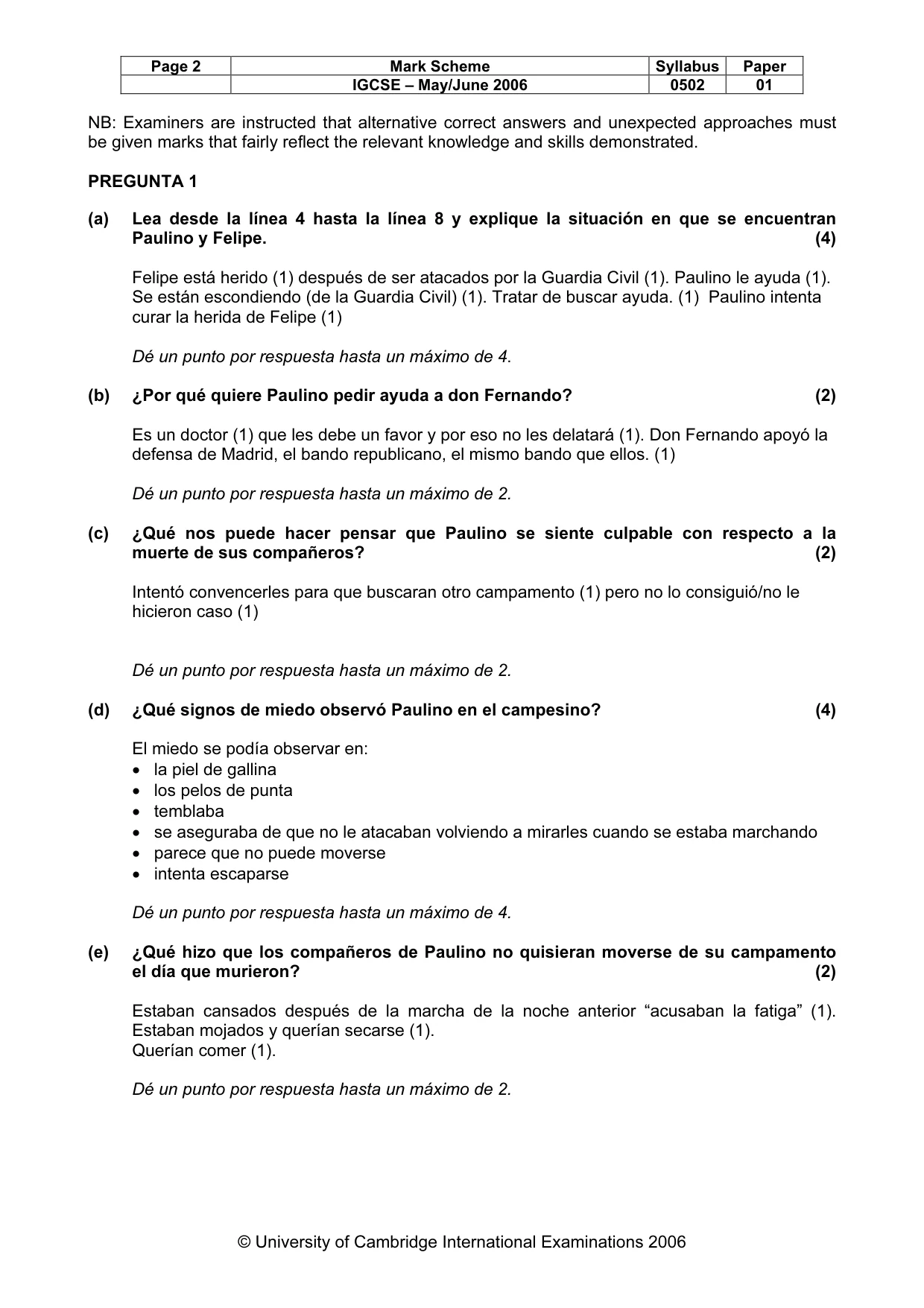 Mark scheme, page 2 of 5