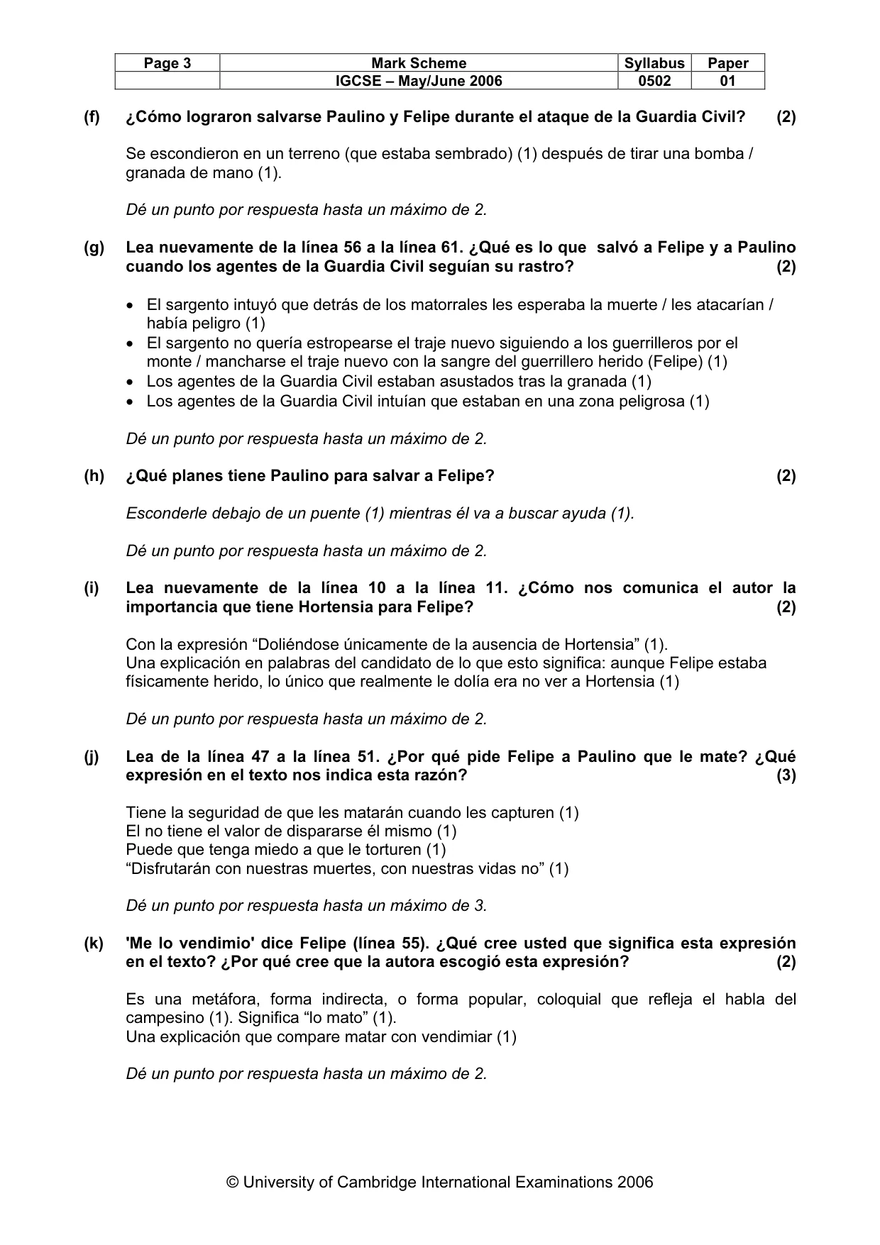 Mark scheme, page 3 of 5