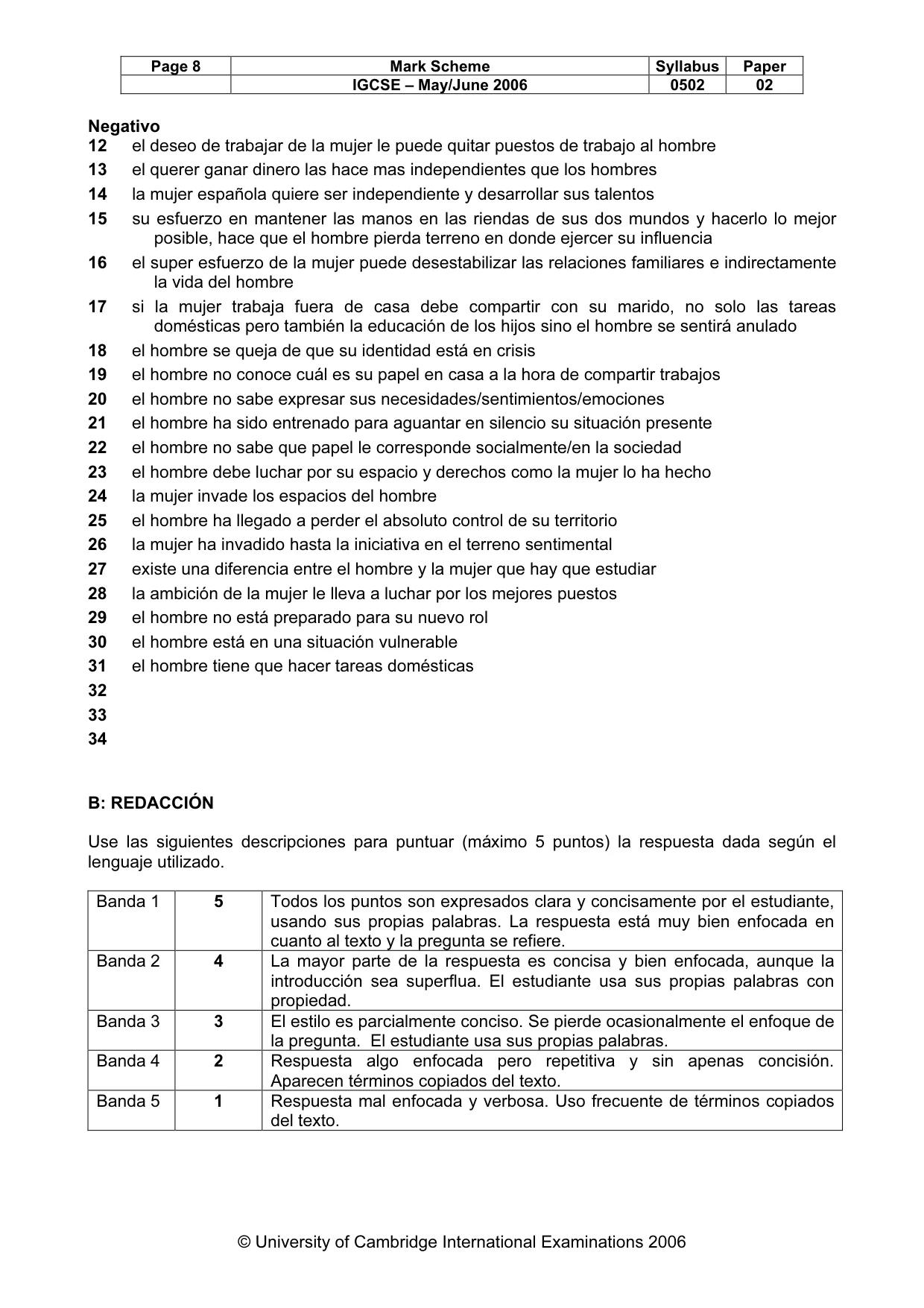 Mark scheme, page 8 of 8