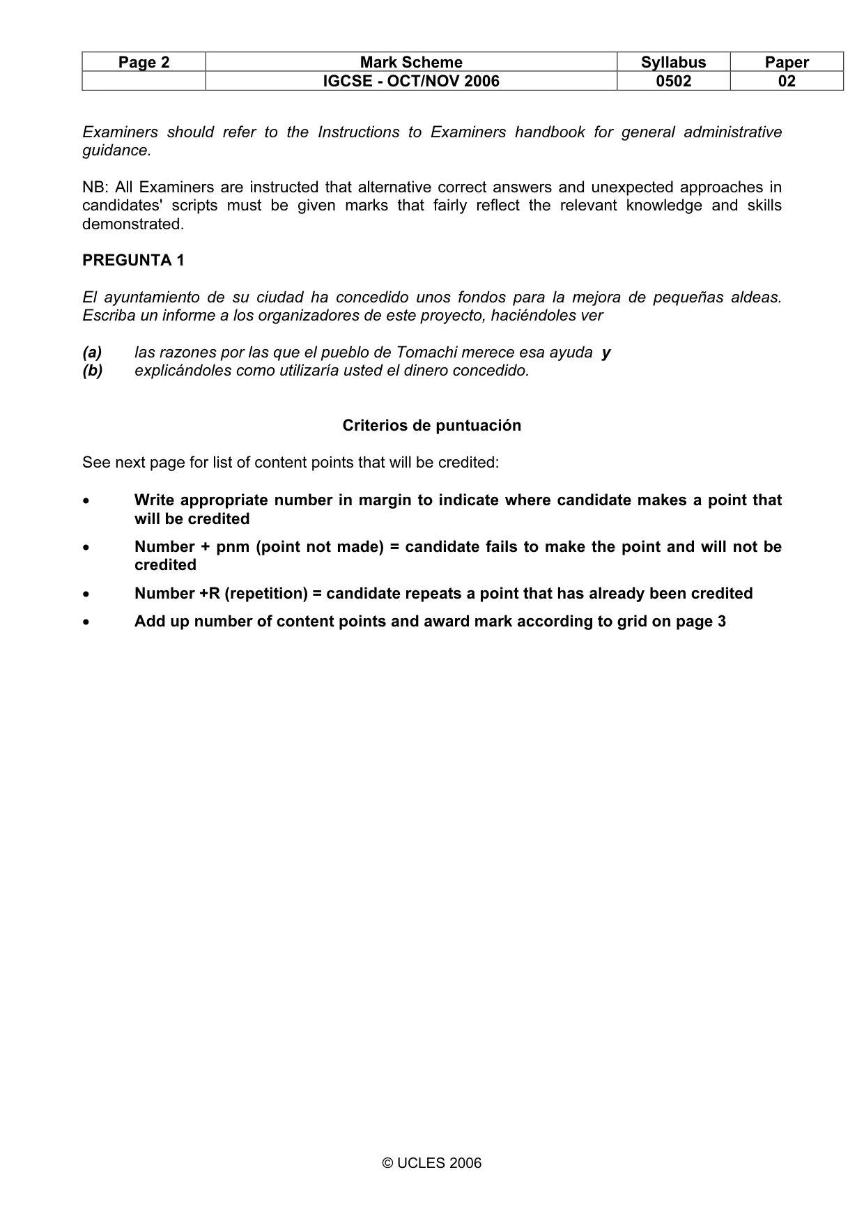 Mark scheme, page 2 of 9