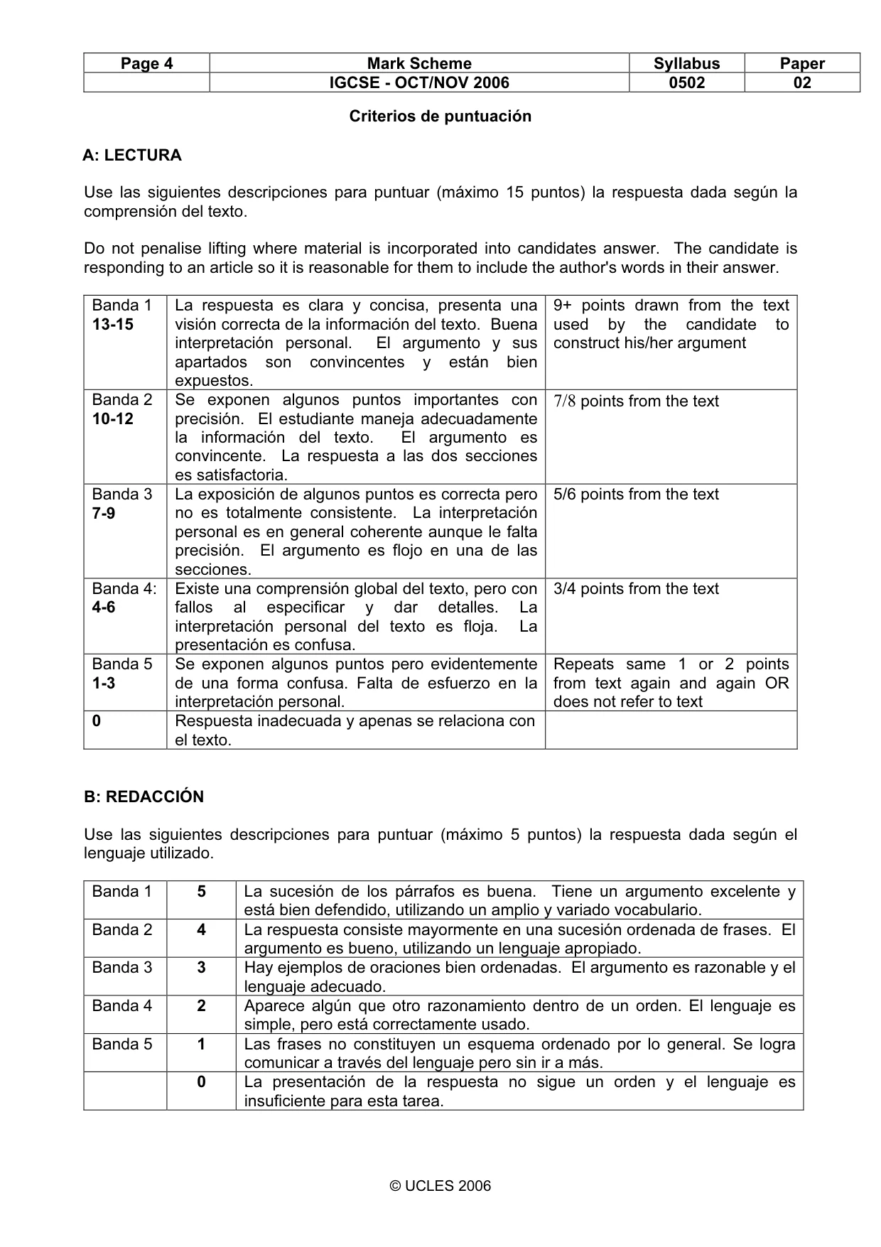 Mark scheme, page 4 of 9