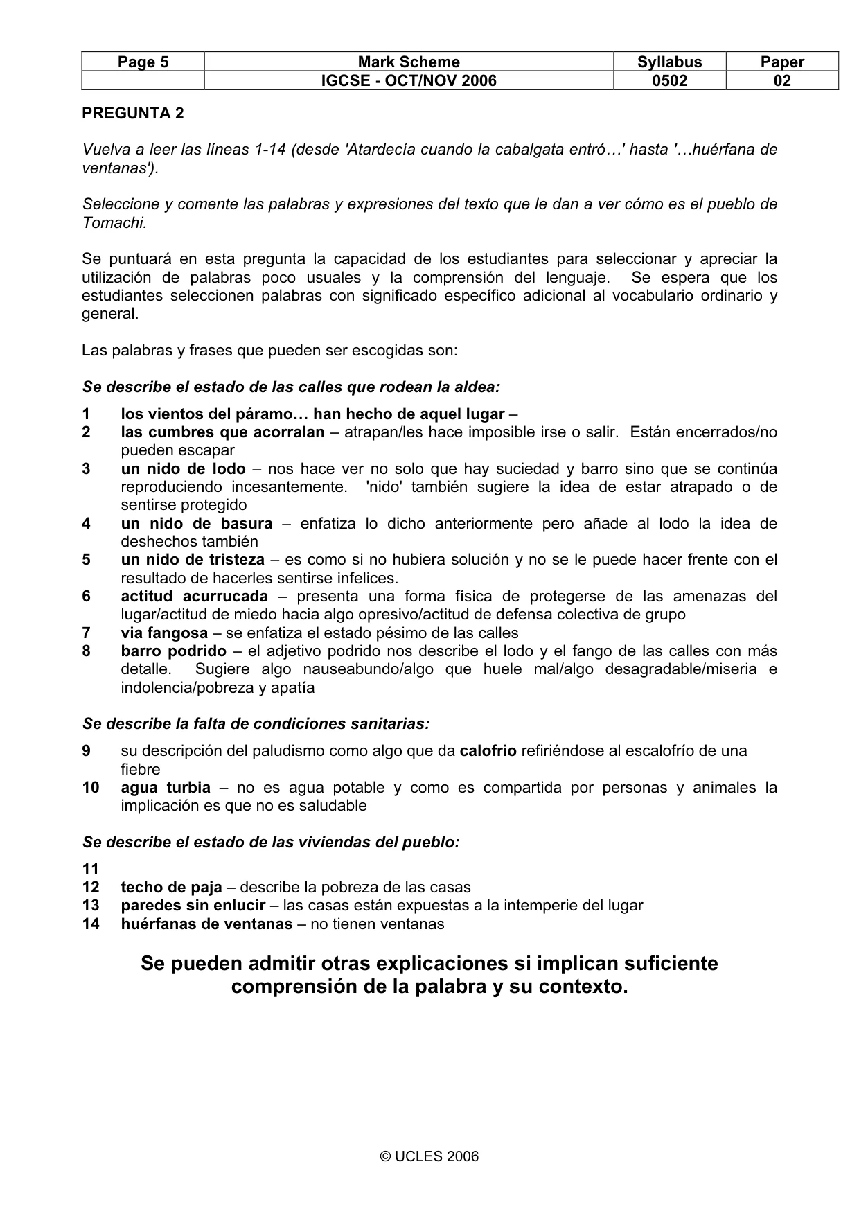 Mark scheme, page 5 of 9