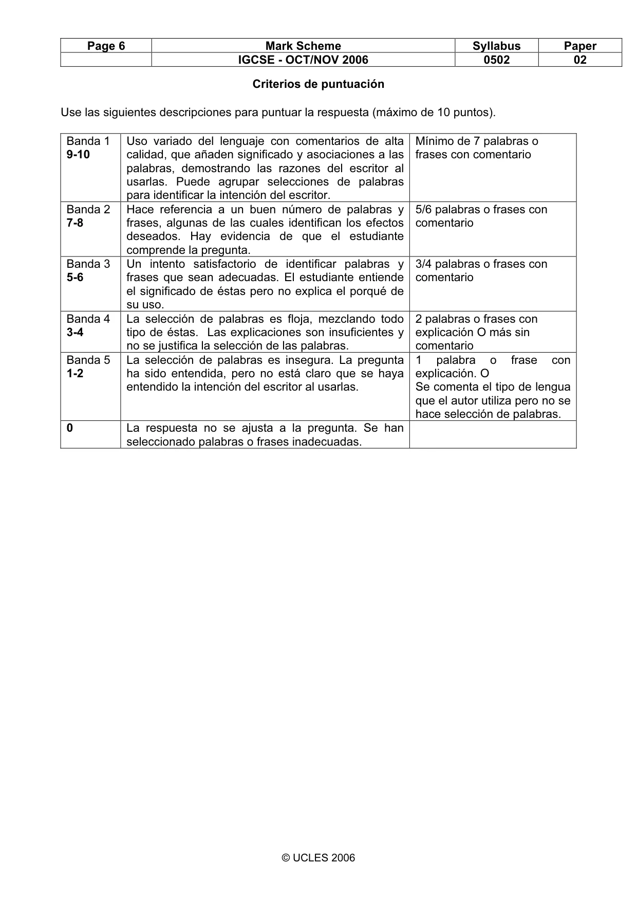 Mark scheme, page 6 of 9