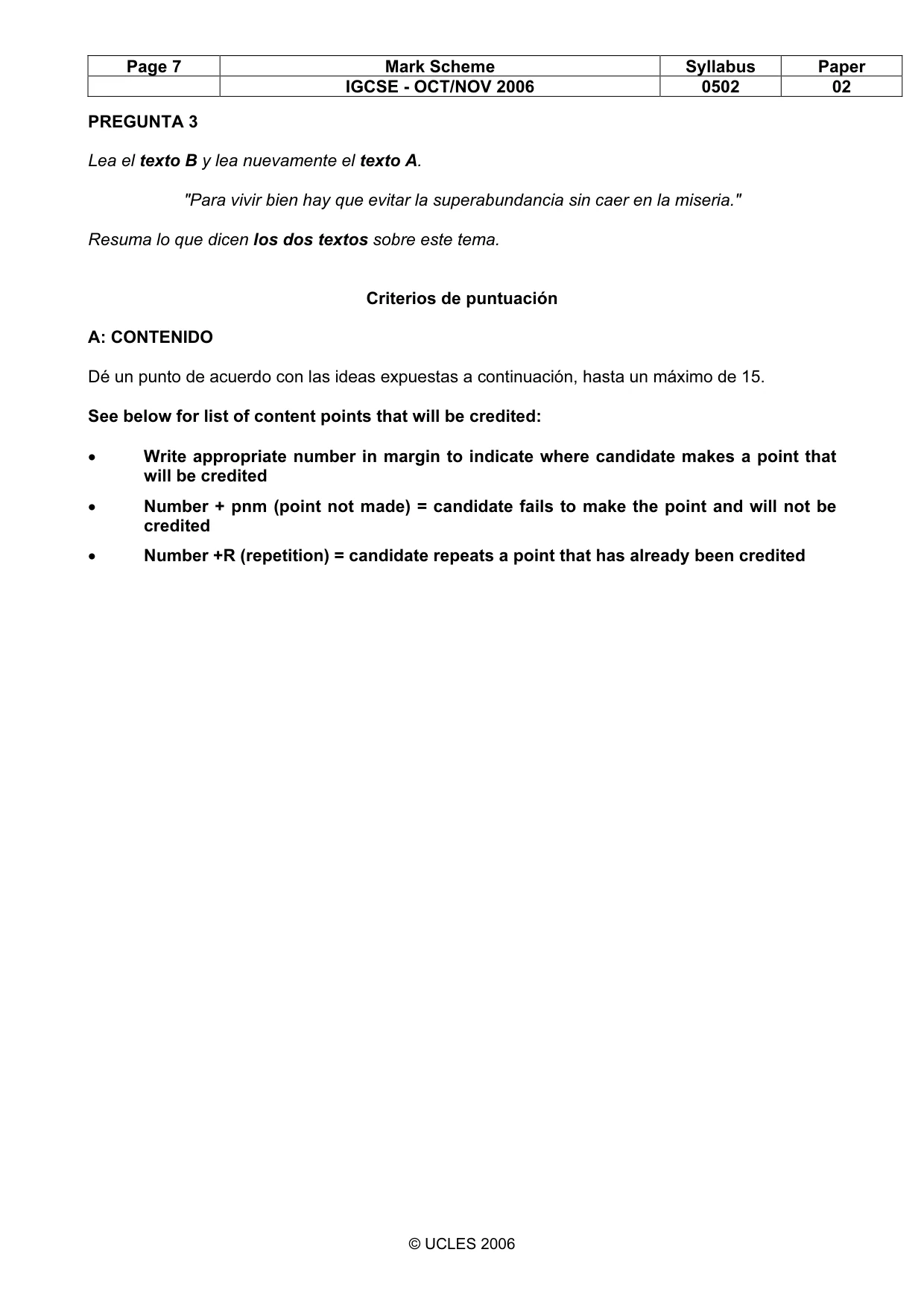 Mark scheme, page 7 of 9