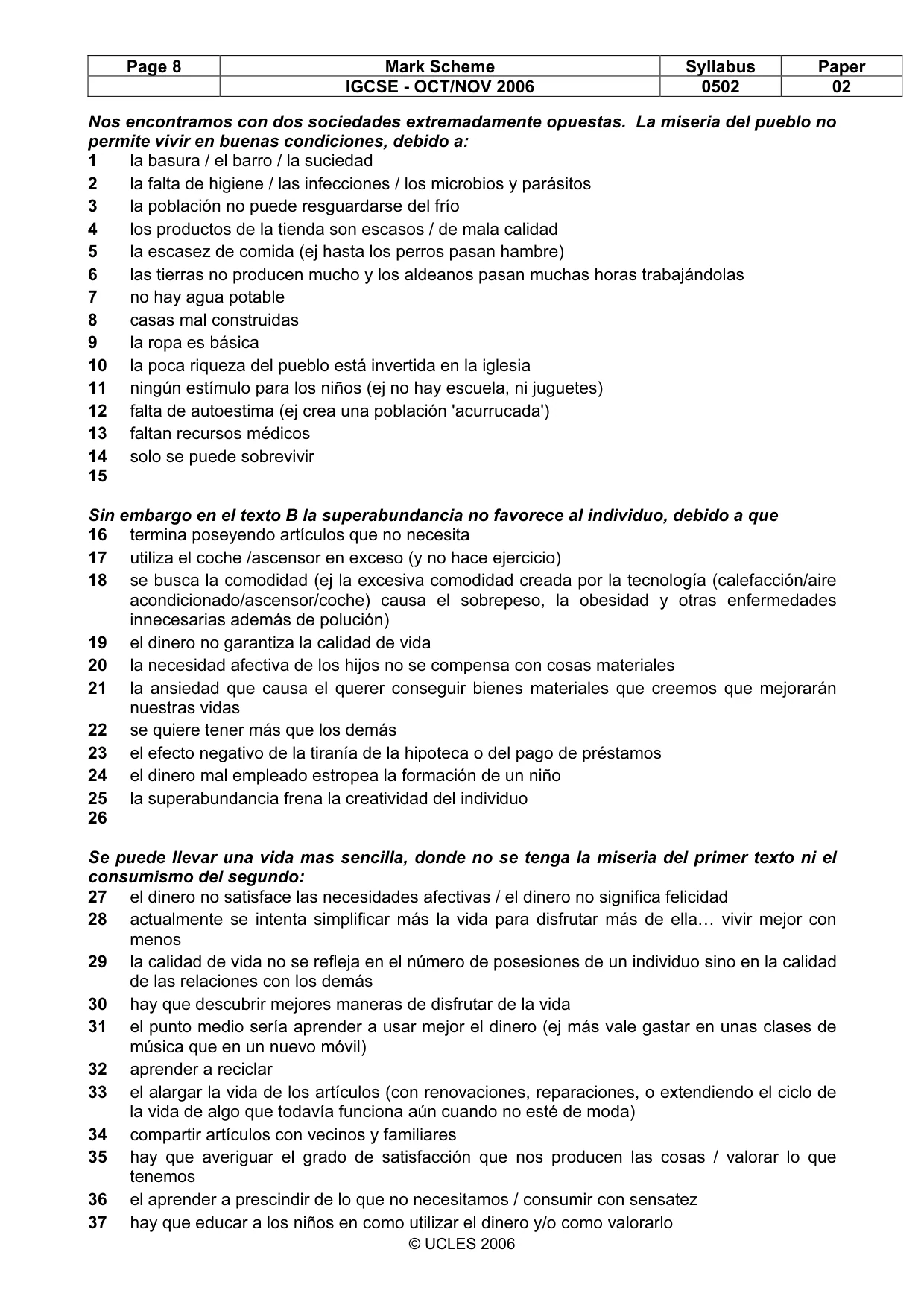 Mark scheme, page 8 of 9