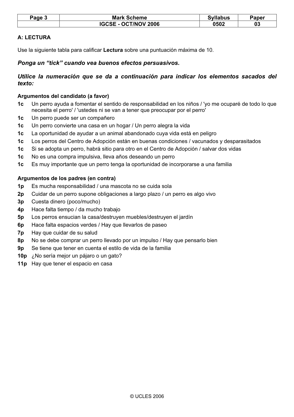 Mark scheme, page 3 of 8