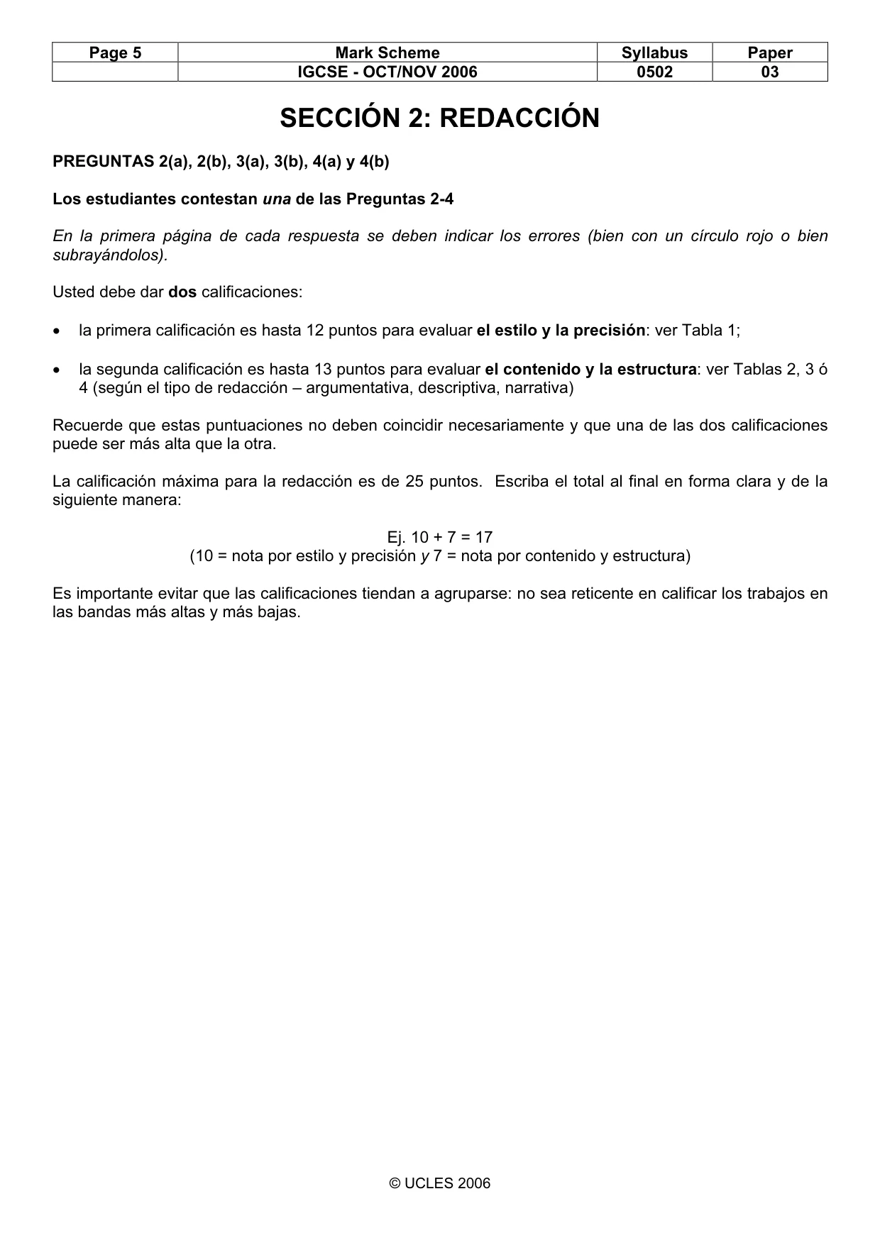 Mark scheme, page 5 of 8