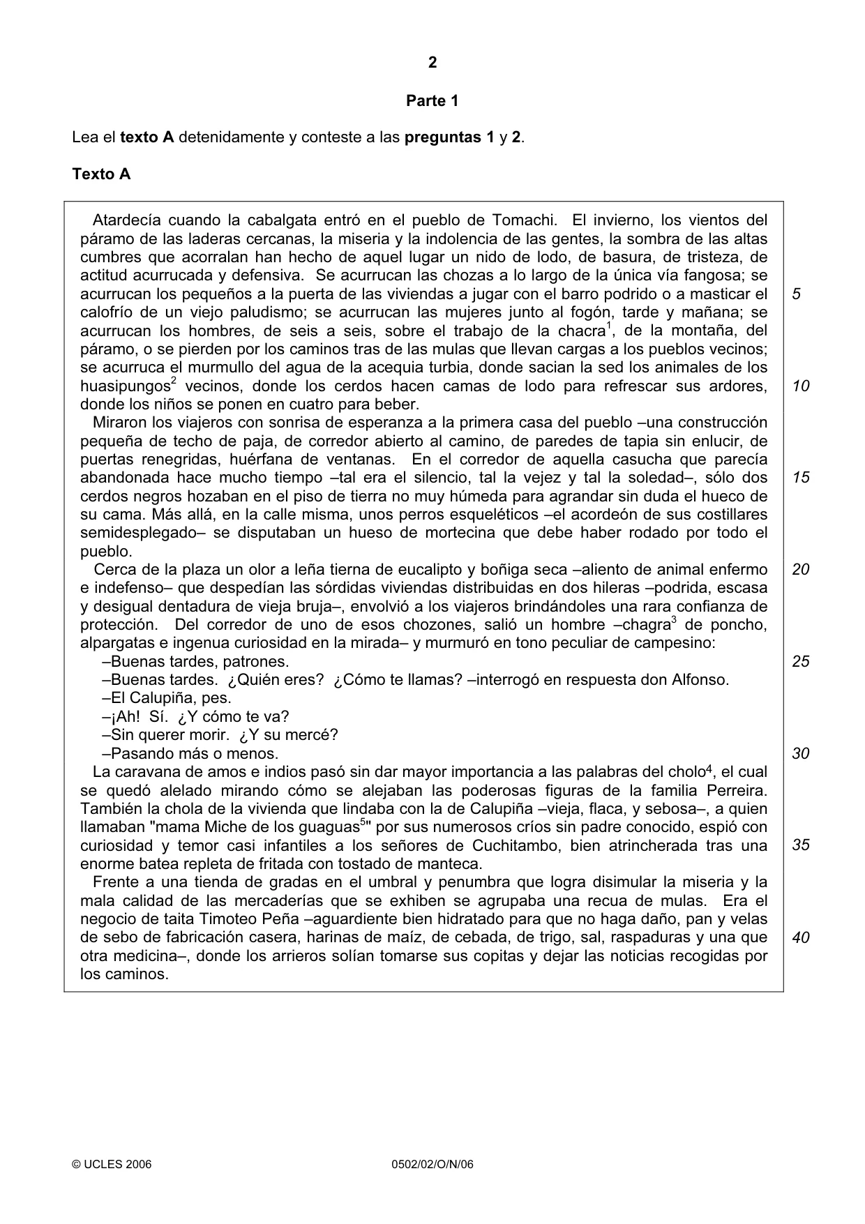 Cambridge IGCSE Spanish - First Language 0502 2006 Oct/Nov Paper 2 · Variant 1 question paper, page 2 of 8