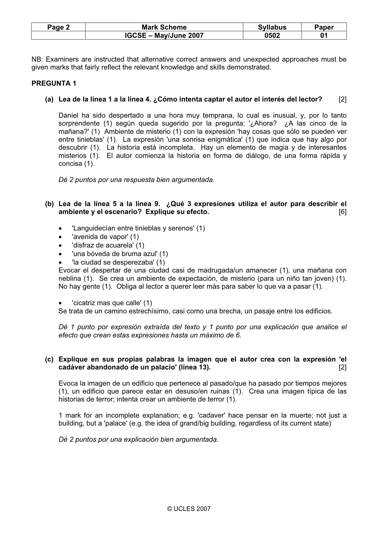 Mark scheme, page 2 of 6