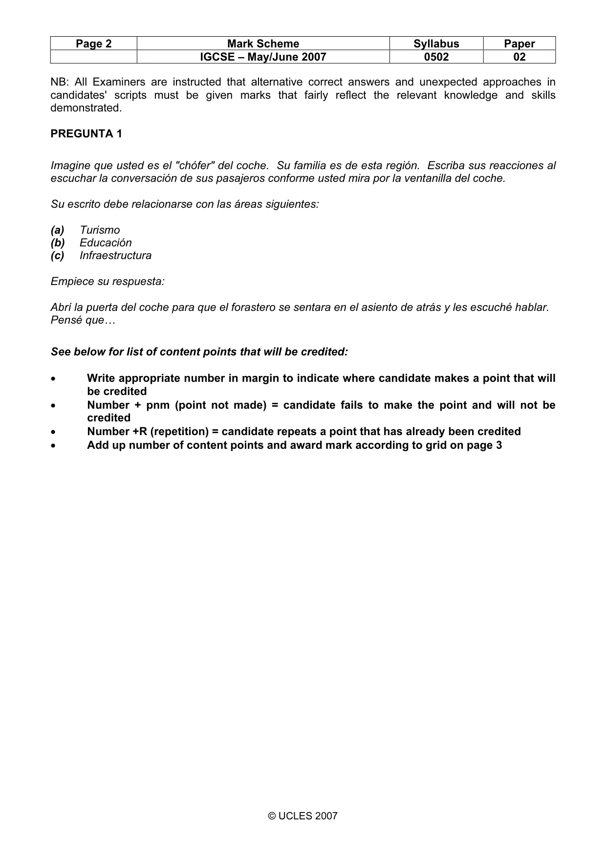Mark scheme, page 2 of 9