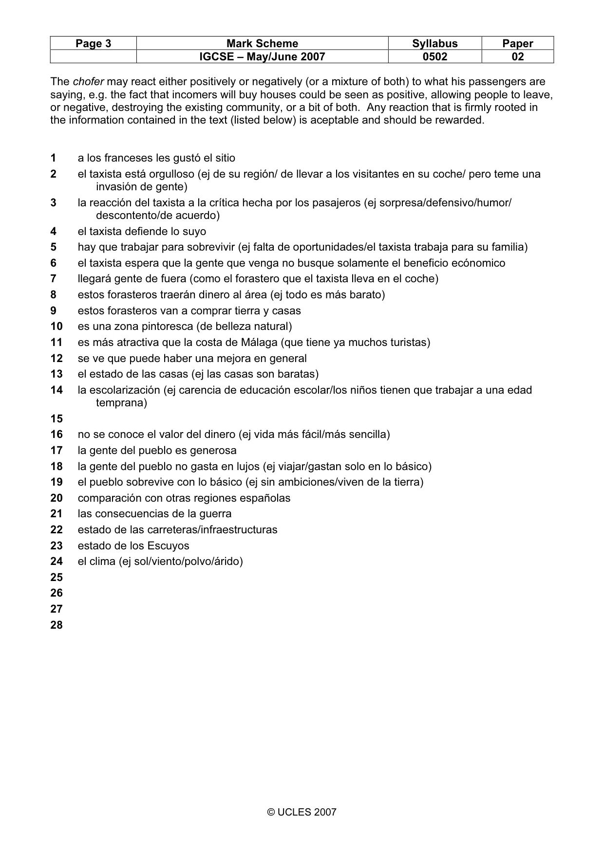 Mark scheme, page 3 of 9