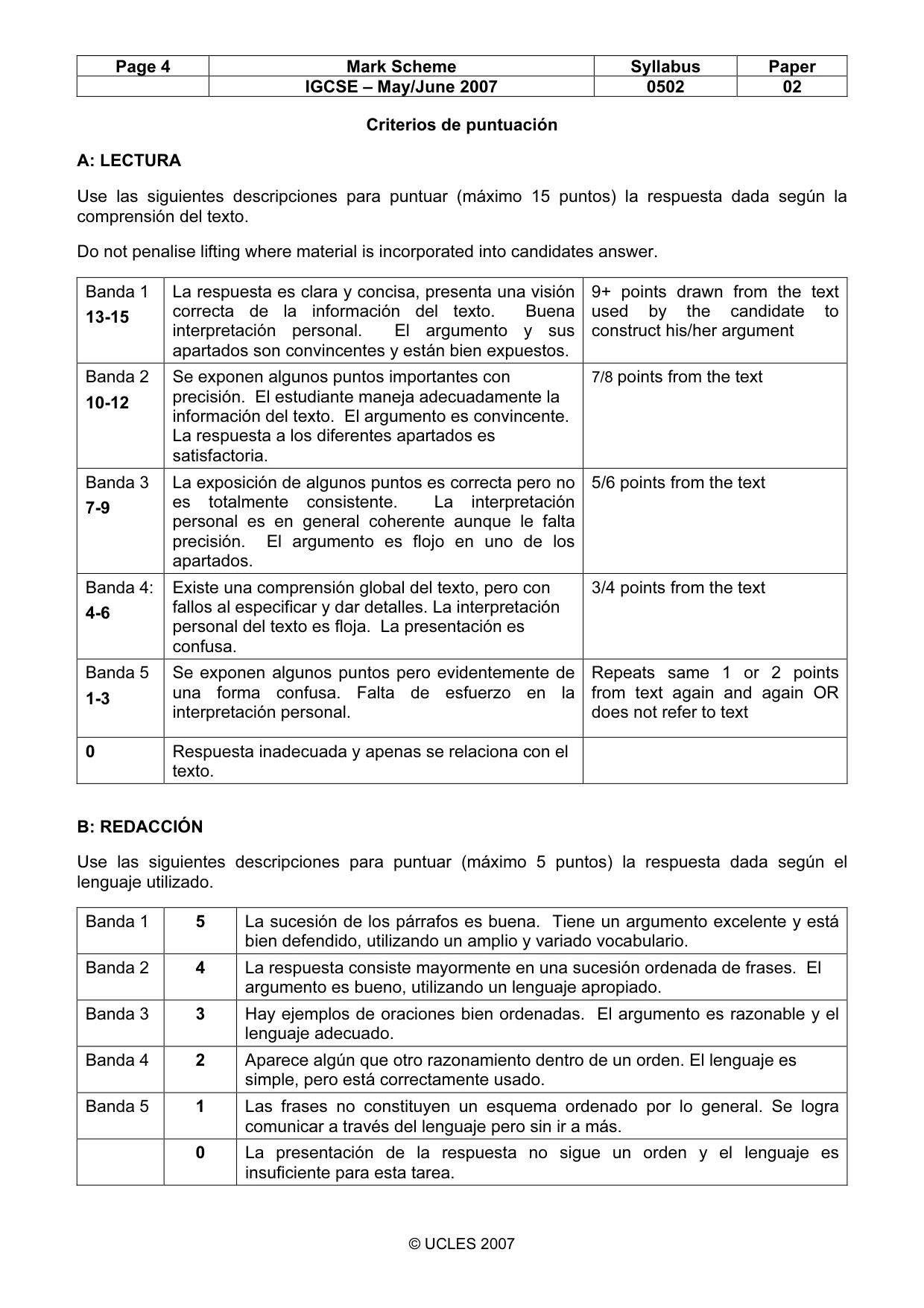 Mark scheme, page 4 of 9