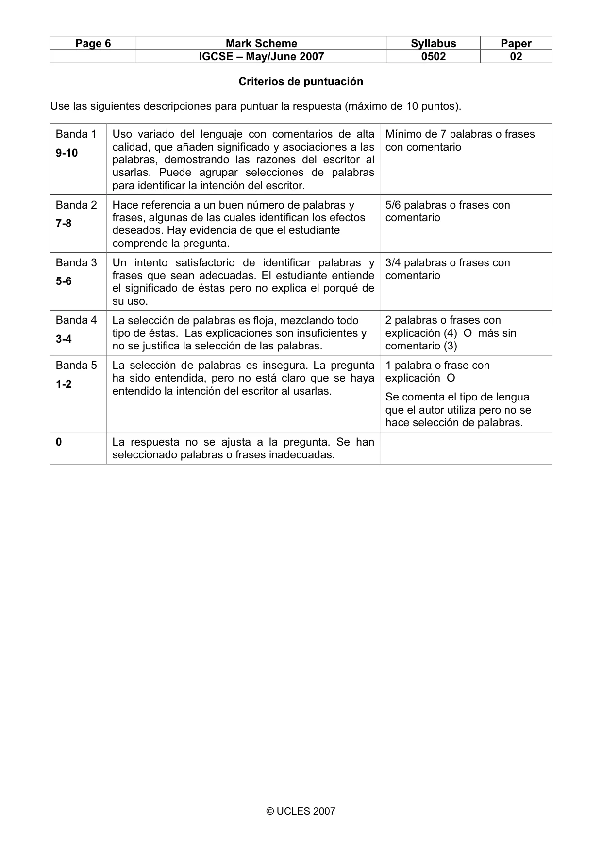 Mark scheme, page 6 of 9
