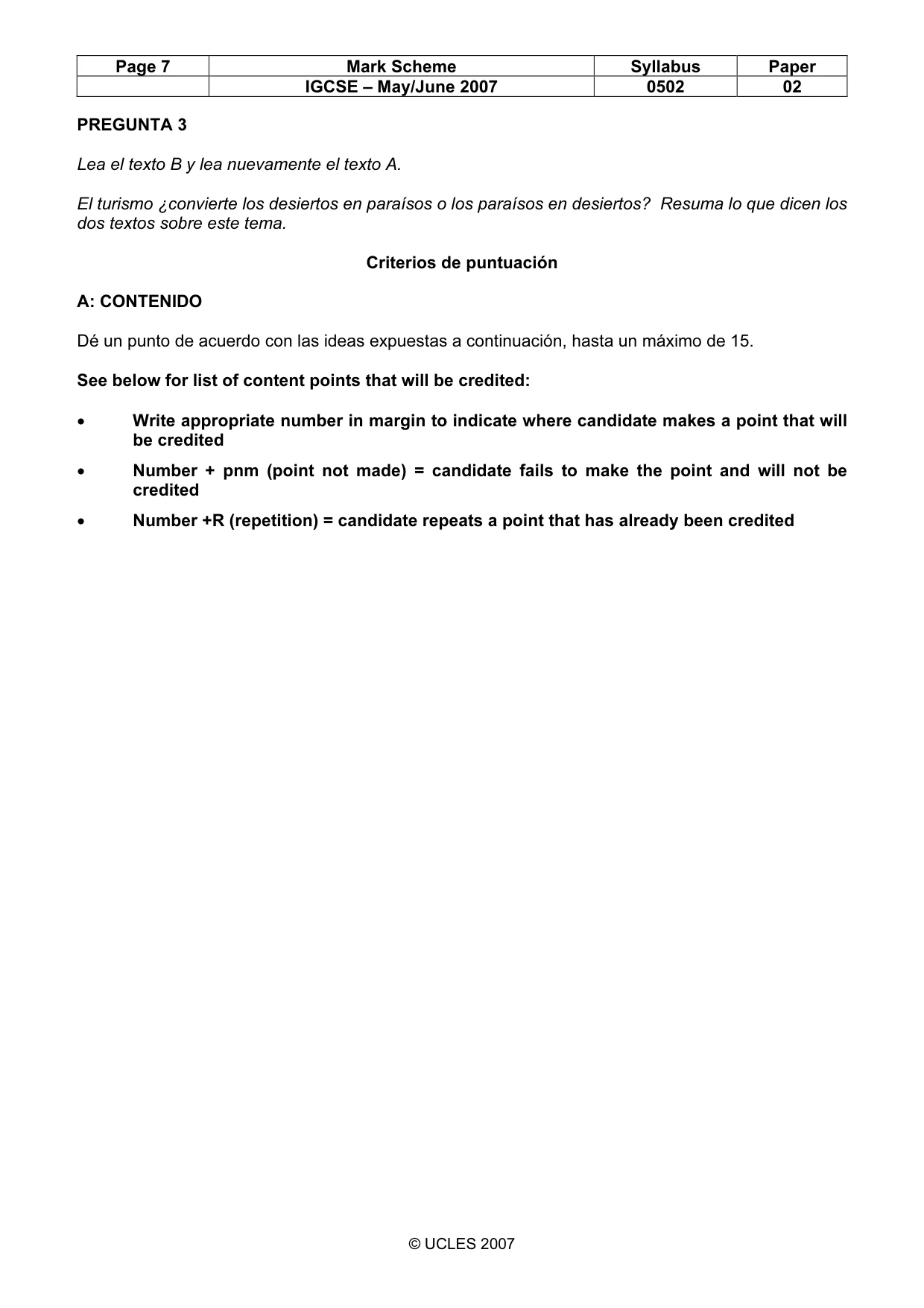 Mark scheme, page 7 of 9
