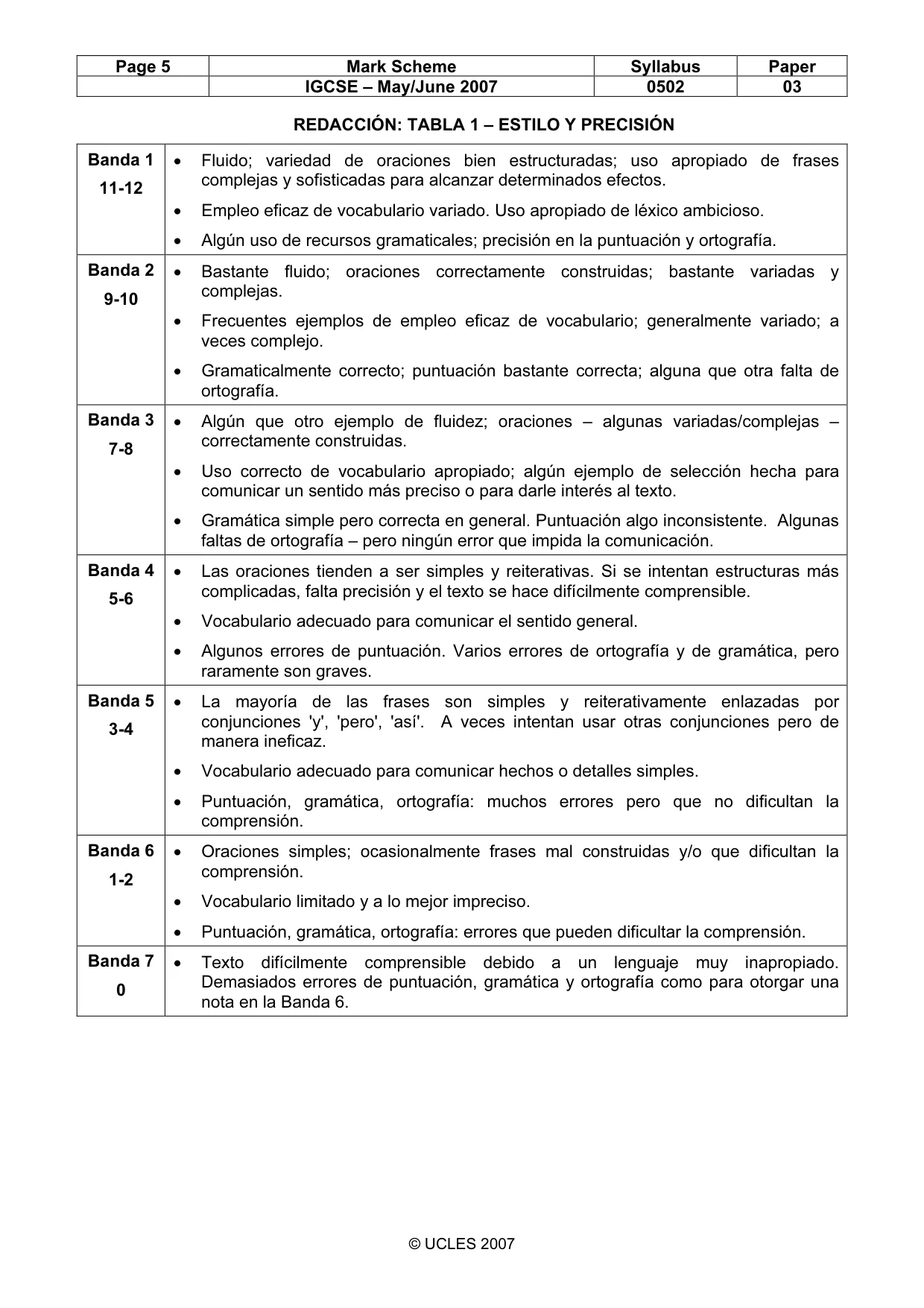Mark scheme, page 5 of 8