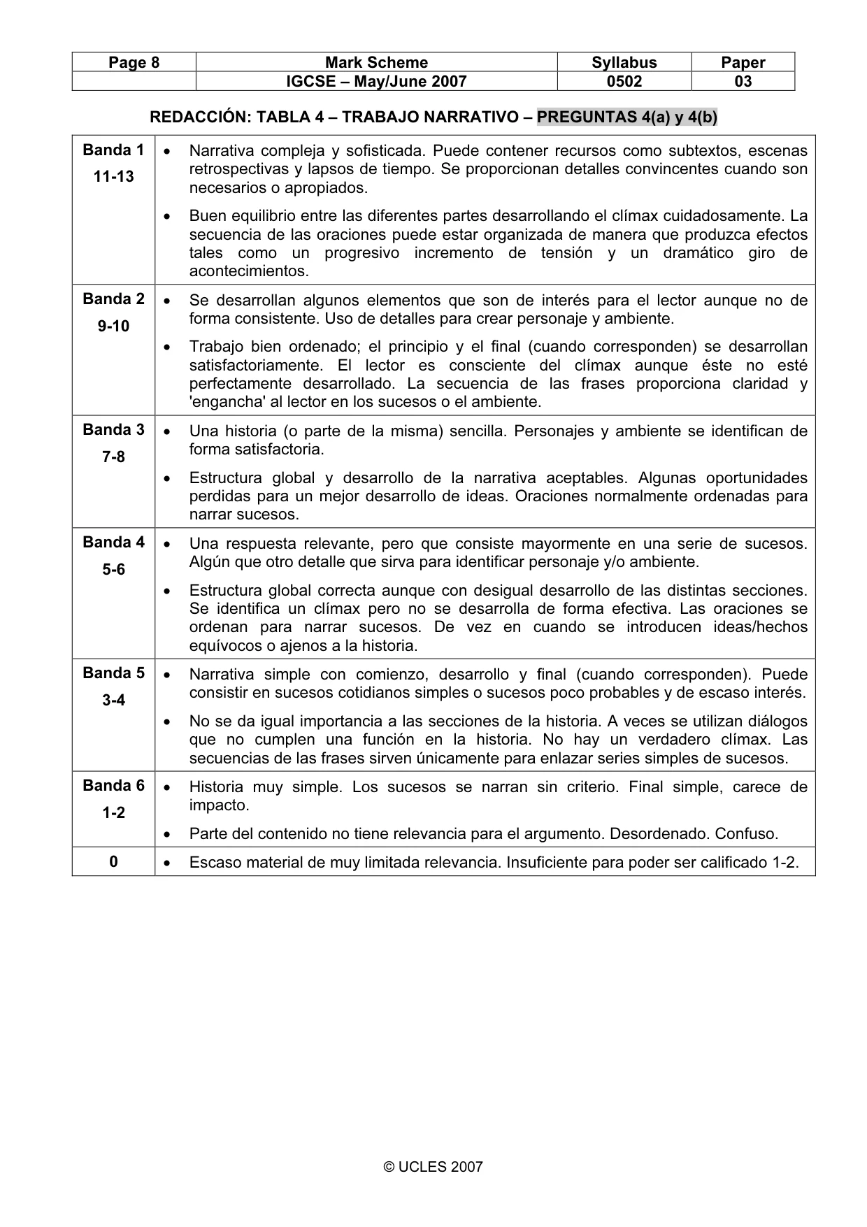 Mark scheme, page 8 of 8