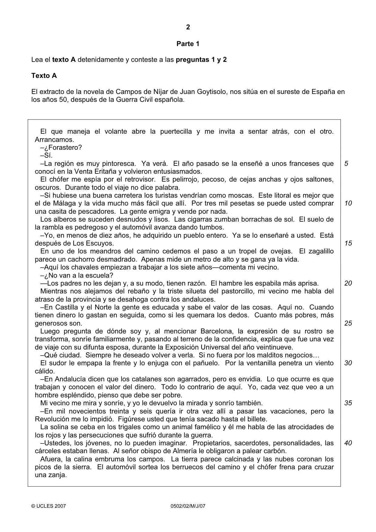 Cambridge IGCSE Spanish - First Language 0502 2007 May/June Paper 2 · Variant 1 question paper, page 2 of 8