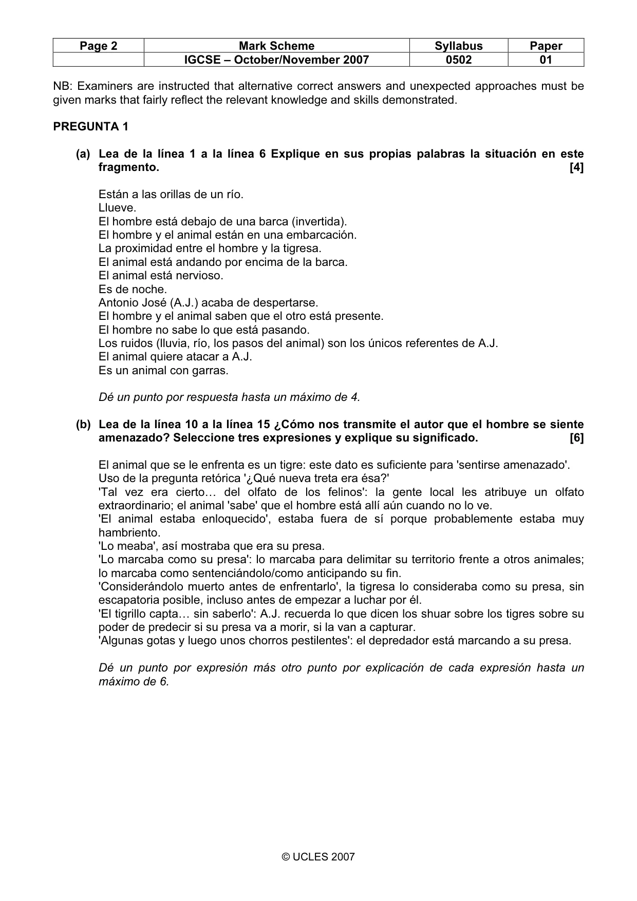 Mark scheme, page 2 of 5