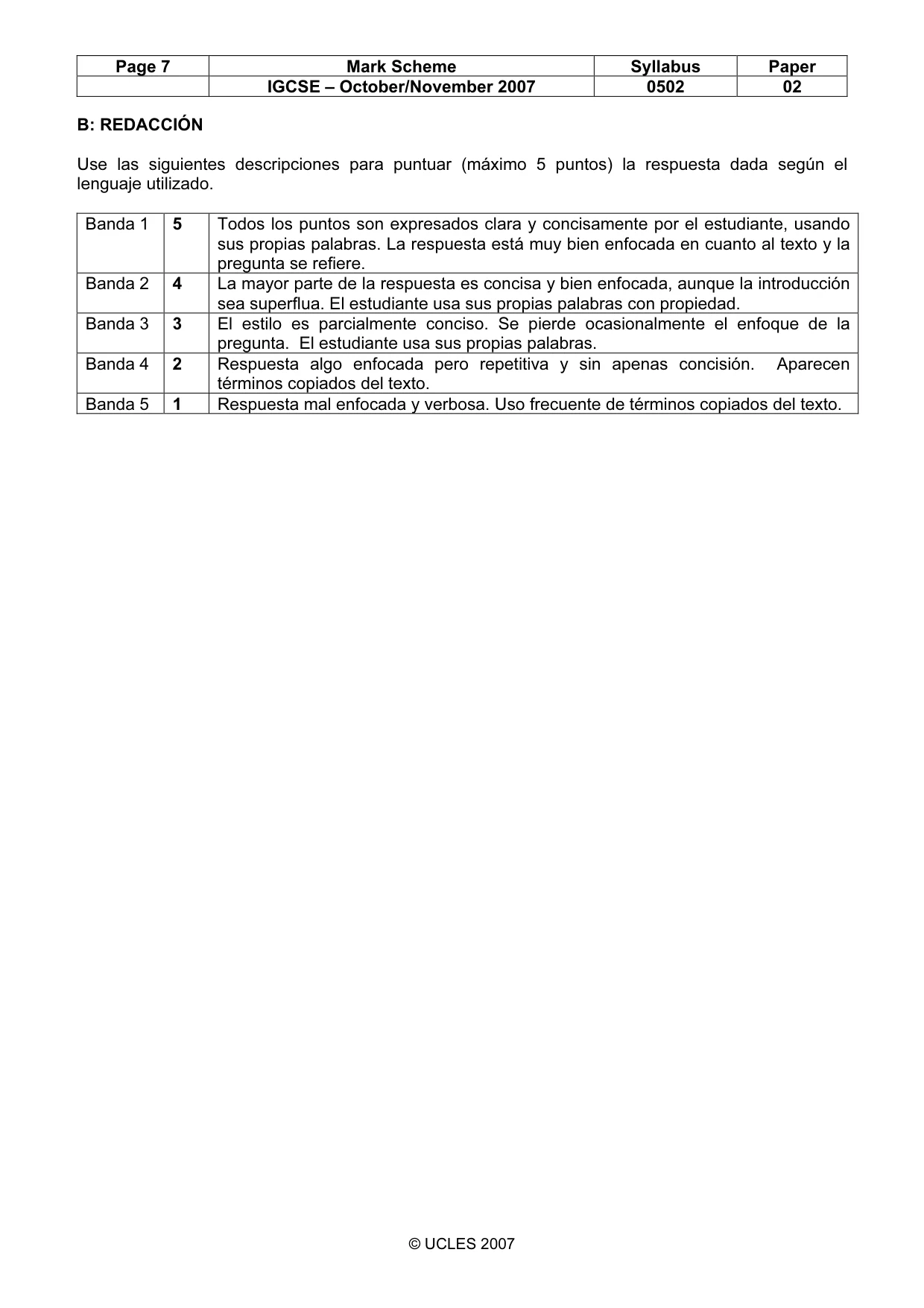 Mark scheme, page 7 of 7