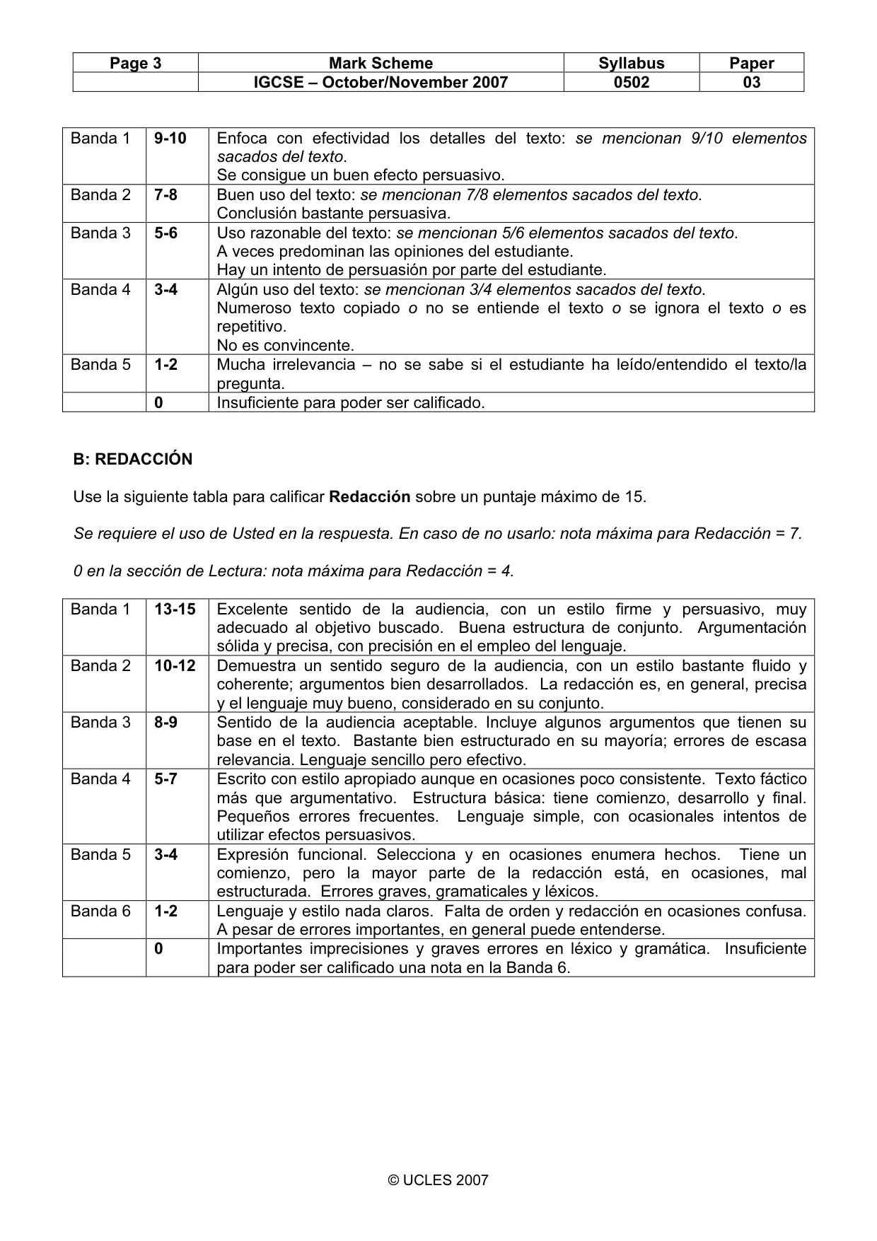Mark scheme, page 3 of 7