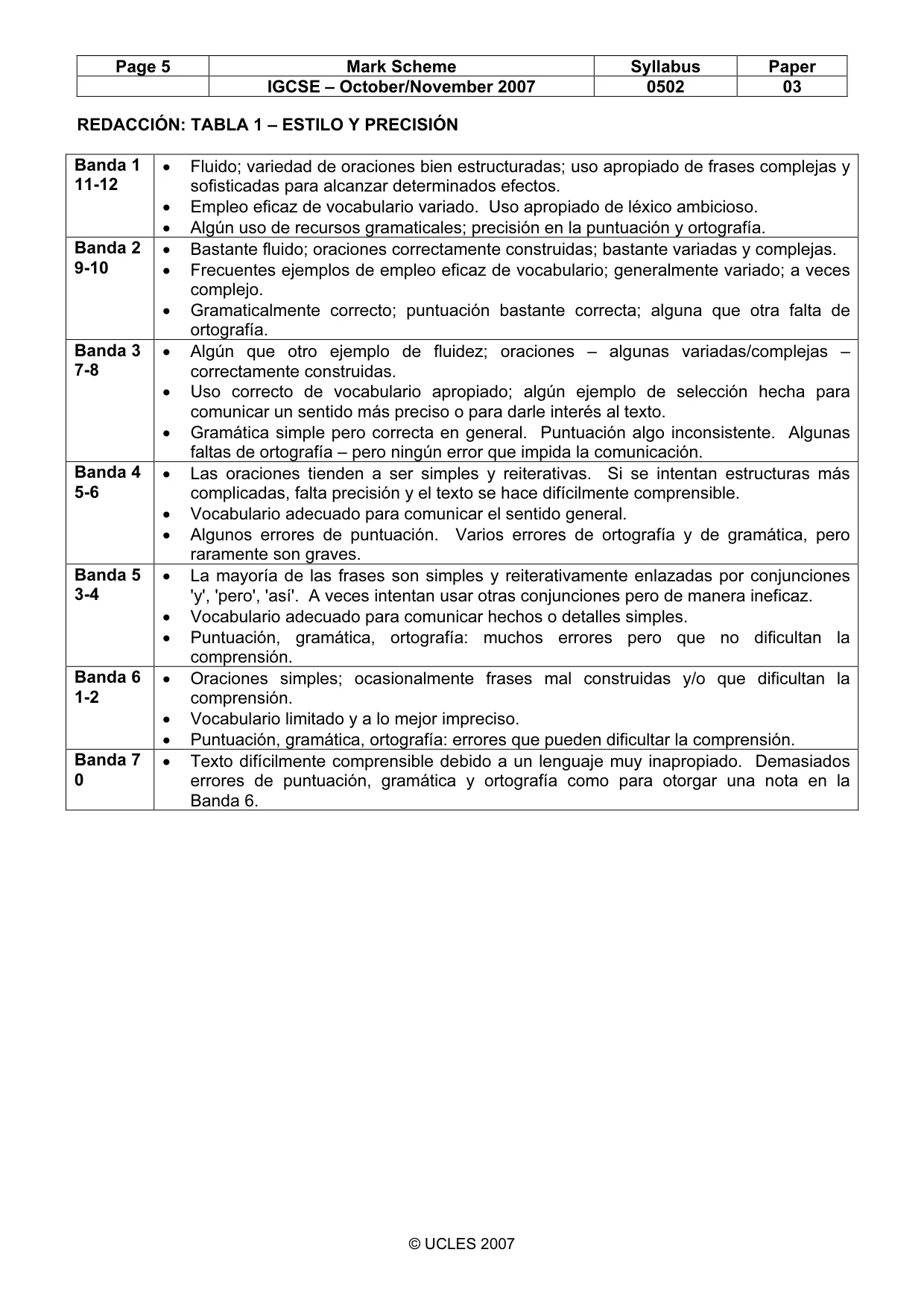 Mark scheme, page 5 of 7