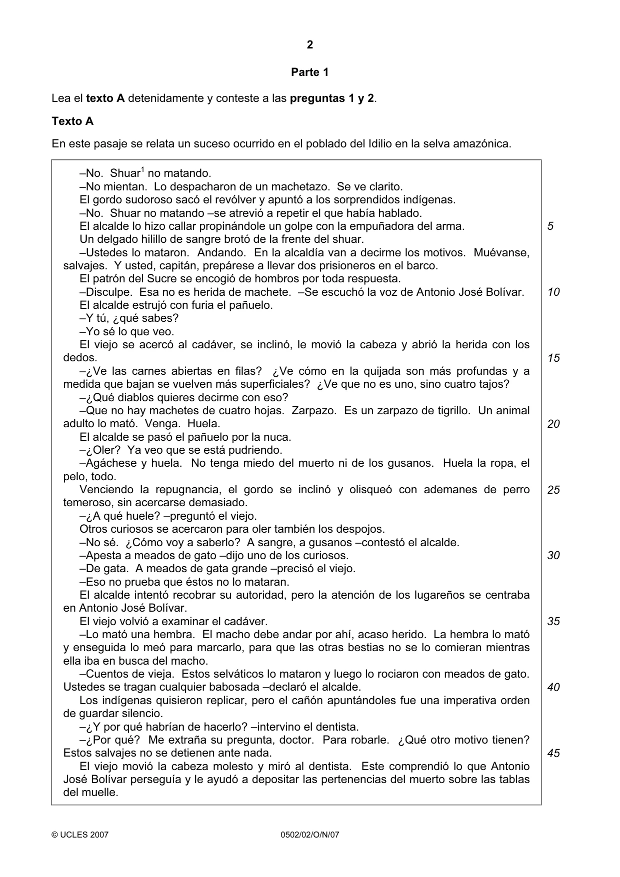 Cambridge IGCSE Spanish - First Language 0502 2007 Oct/Nov Paper 2 · Variant 1 question paper, page 2 of 8
