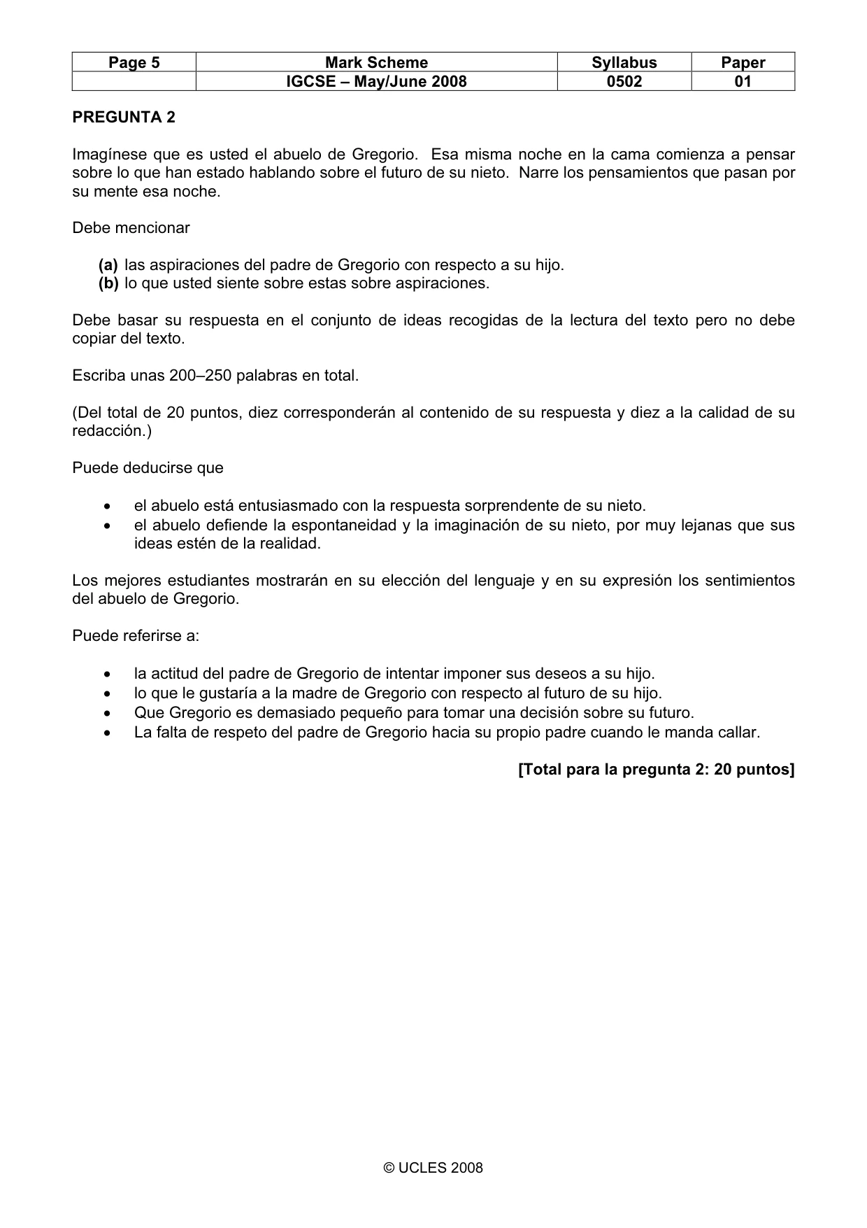 Mark scheme, page 5 of 6