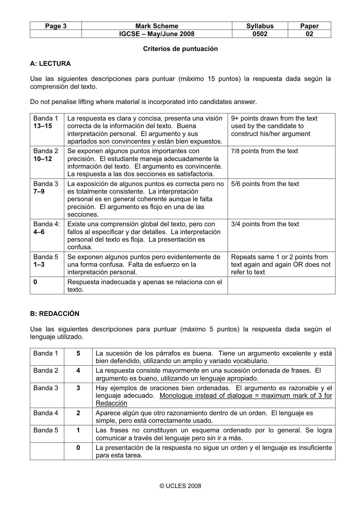 Mark scheme, page 3 of 8