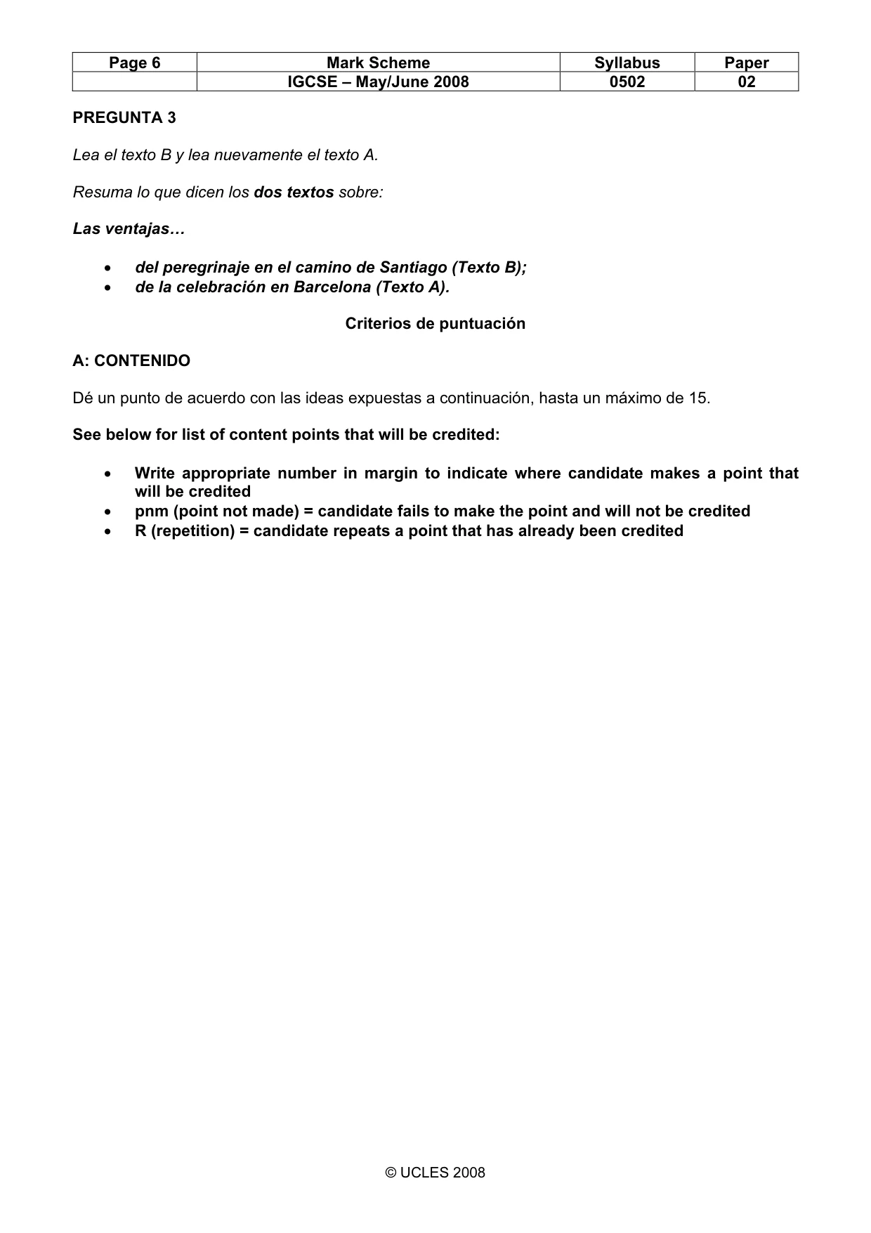 Mark scheme, page 6 of 8