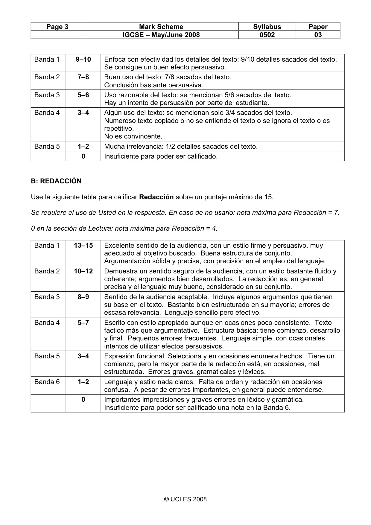 Mark scheme, page 3 of 8