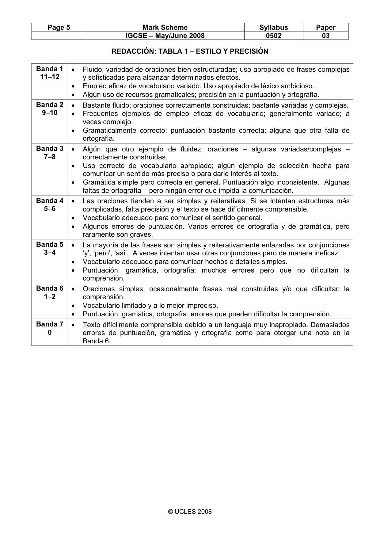 Mark scheme, page 5 of 8
