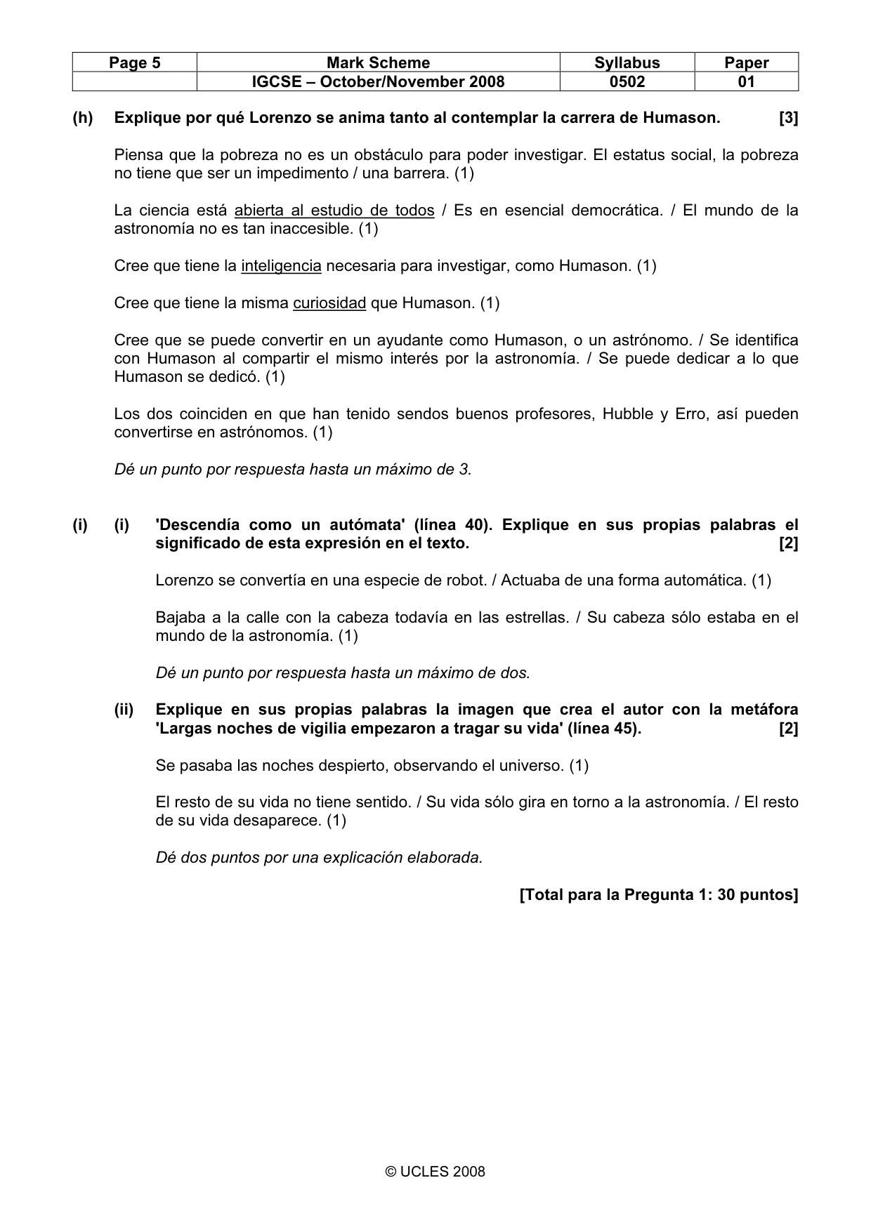 Mark scheme, page 5 of 7