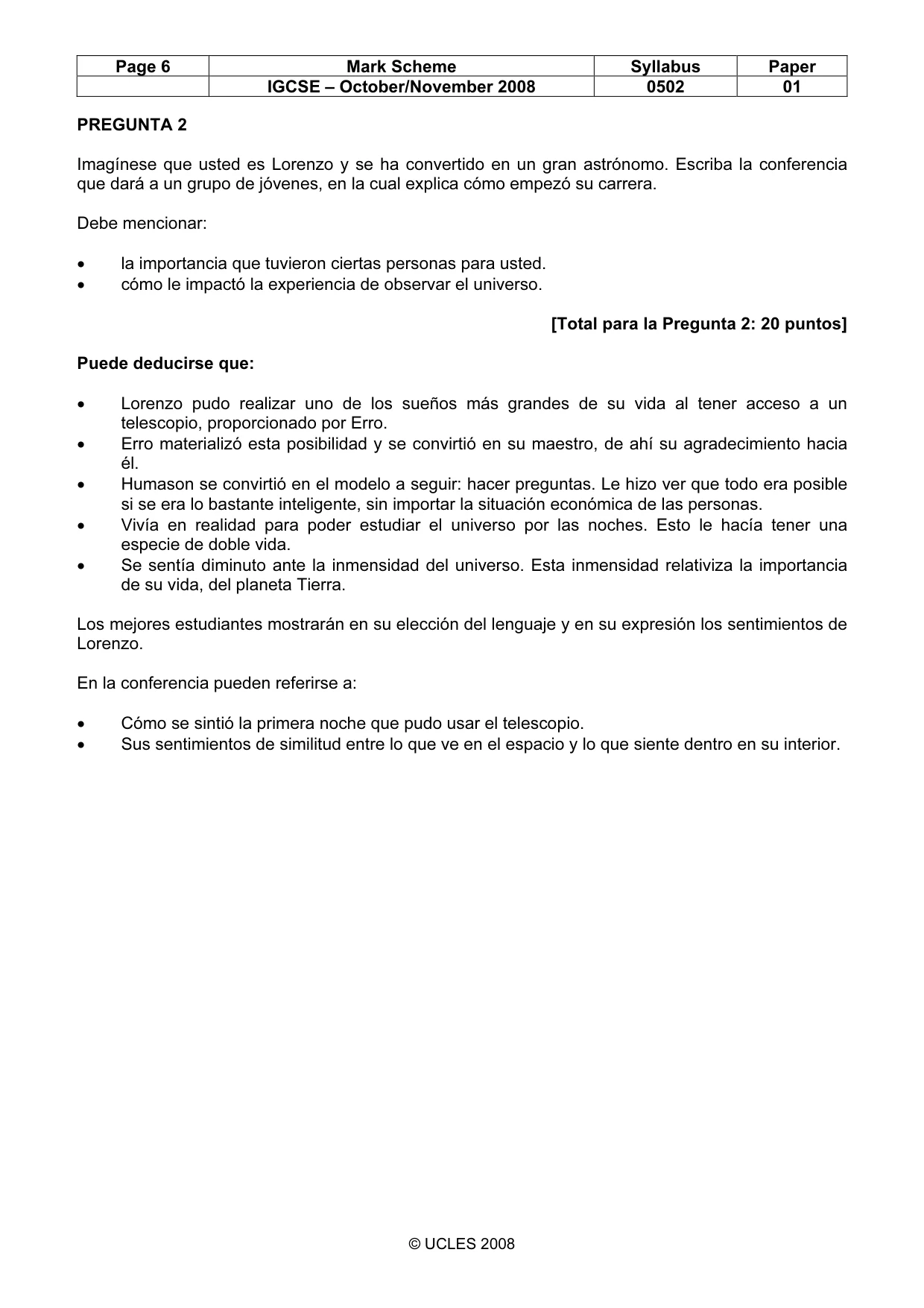 Mark scheme, page 6 of 7