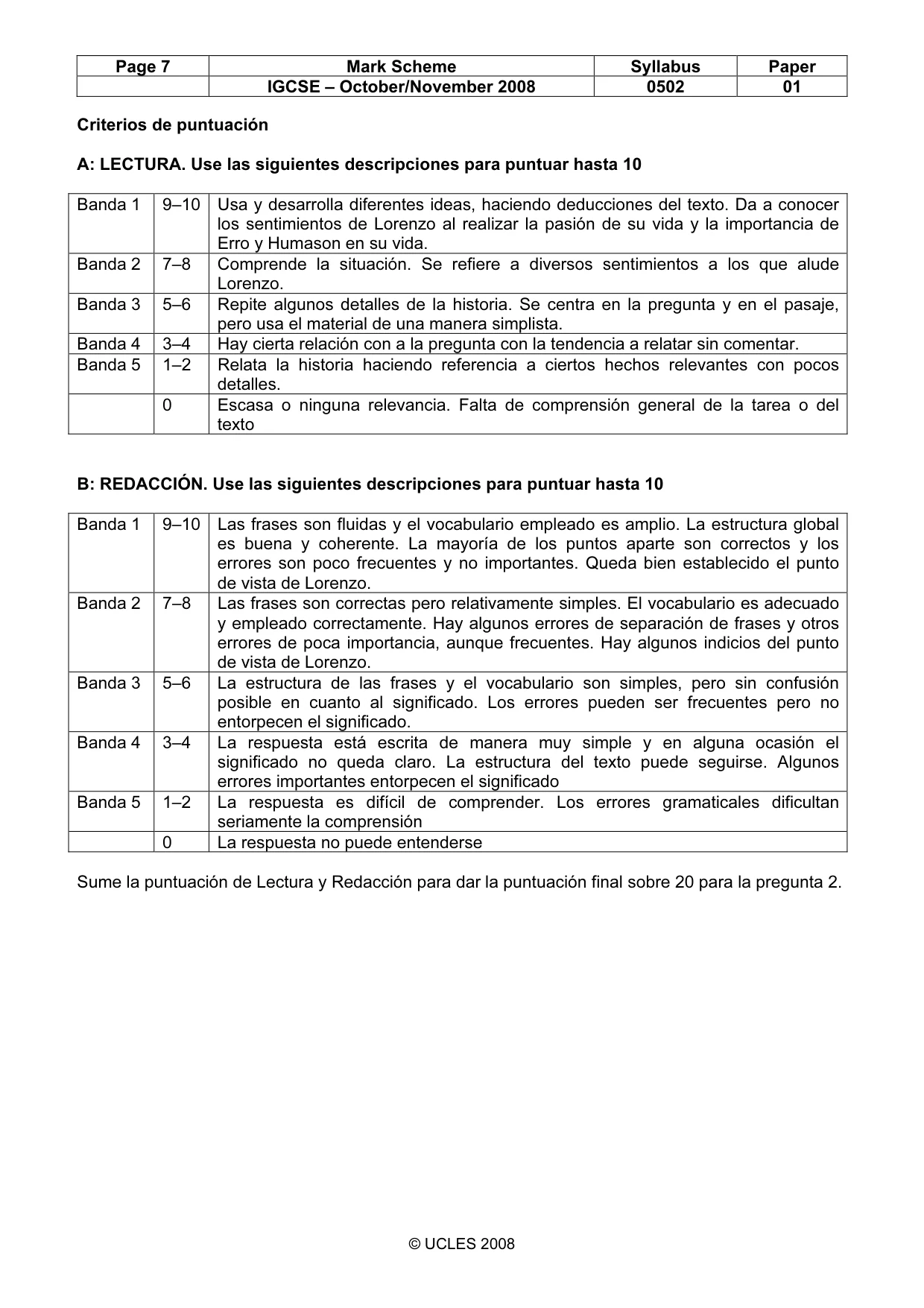 Mark scheme, page 7 of 7