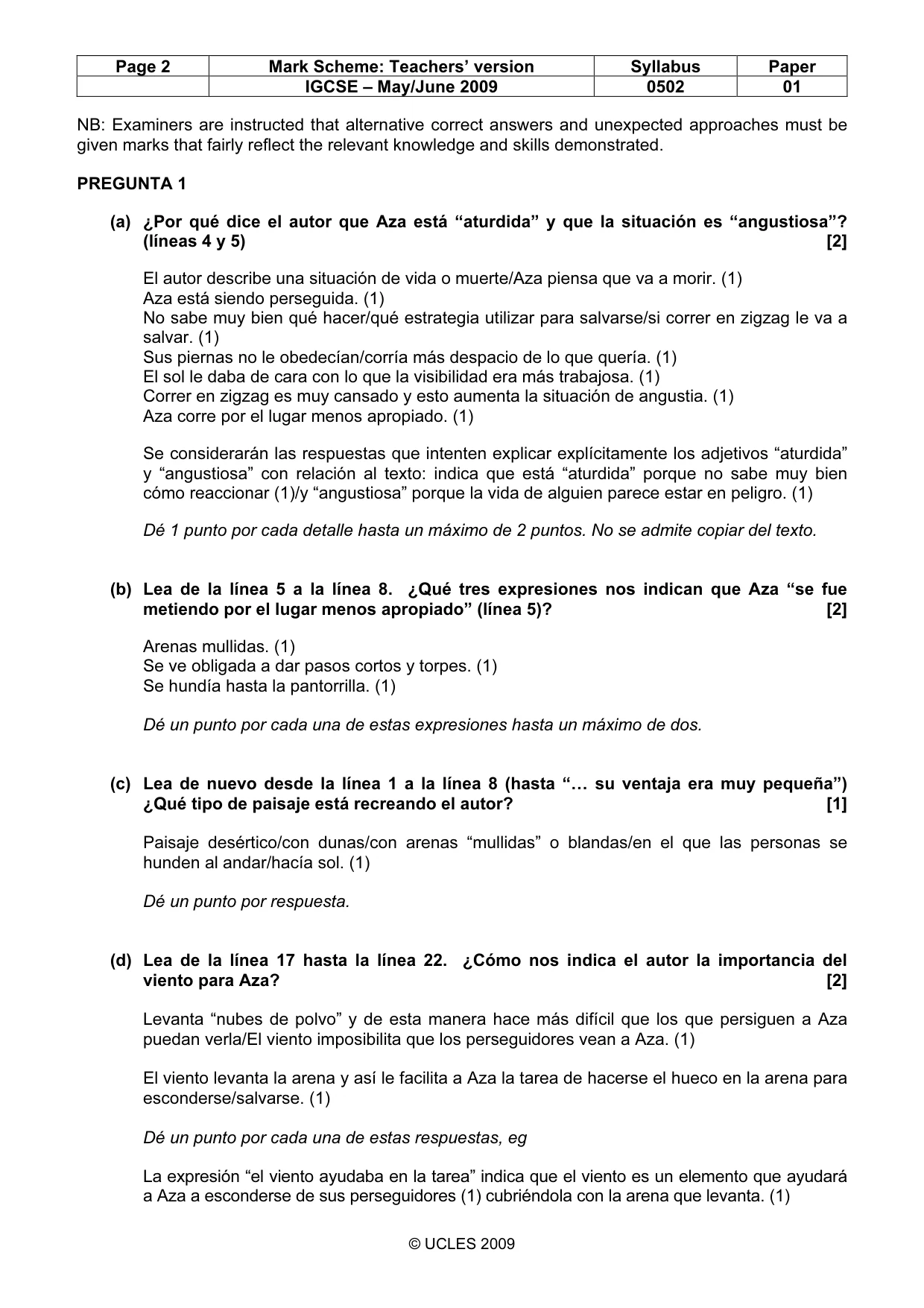 Mark scheme, page 2 of 6