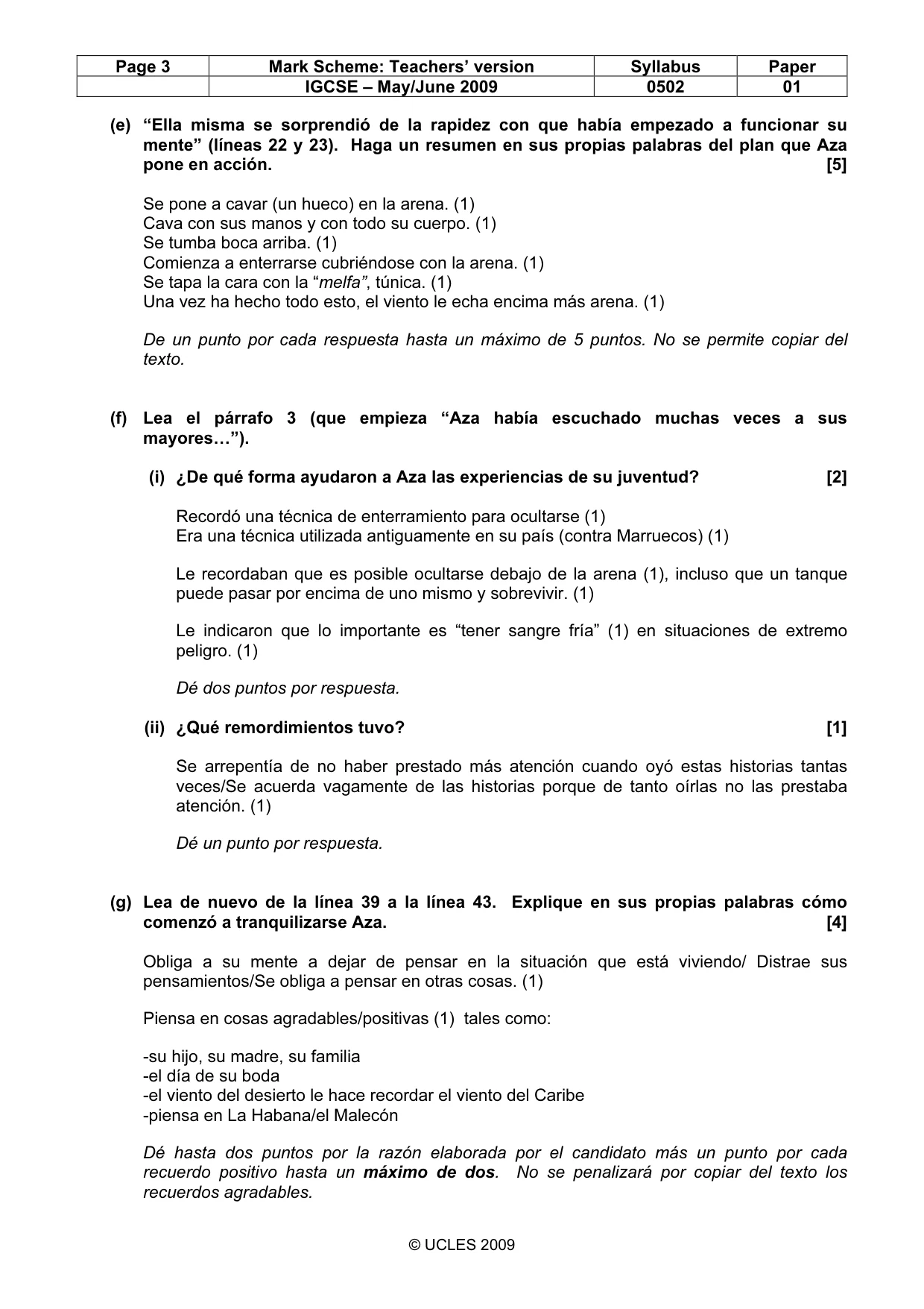 Mark scheme, page 3 of 6