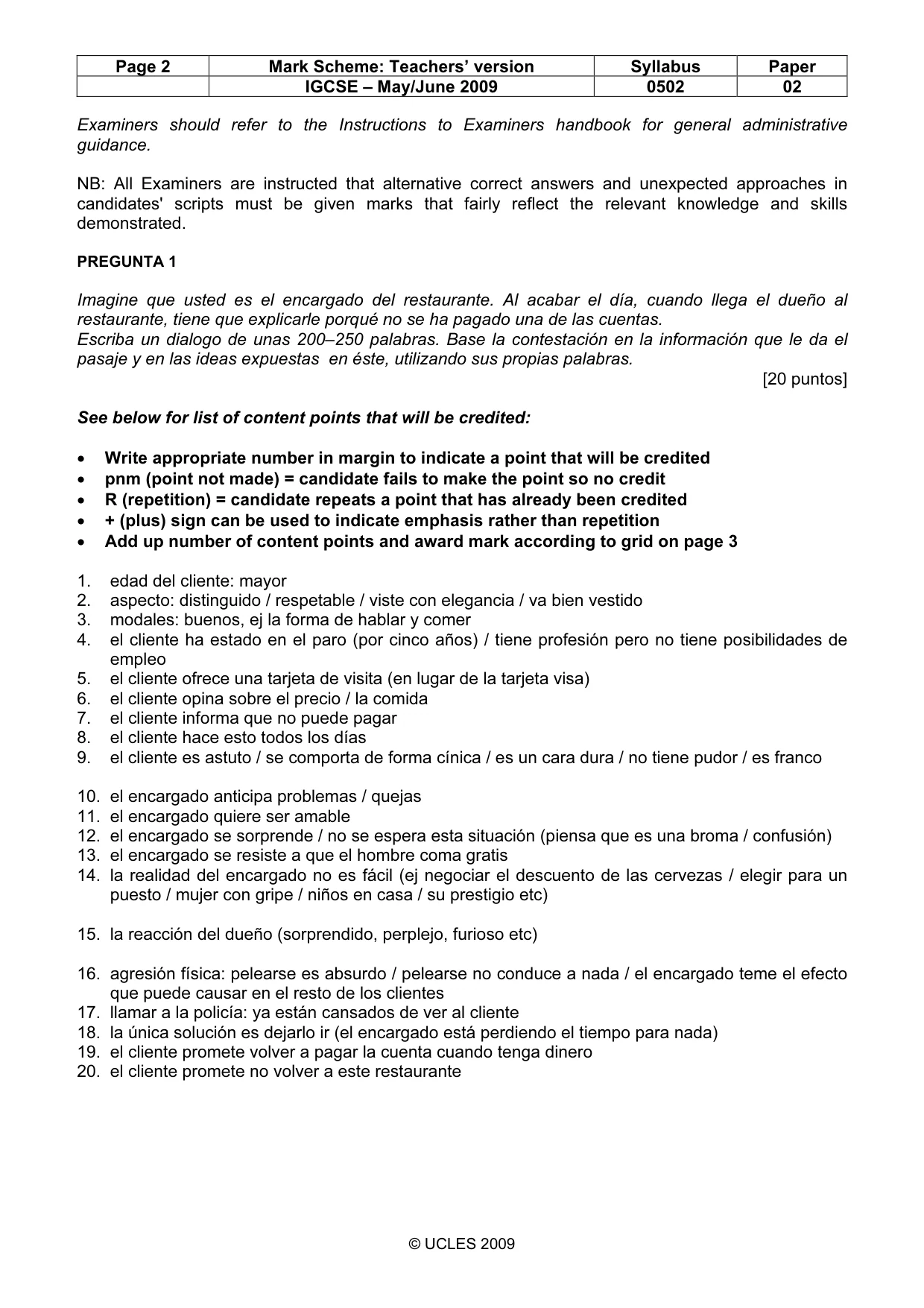Mark scheme, page 2 of 7