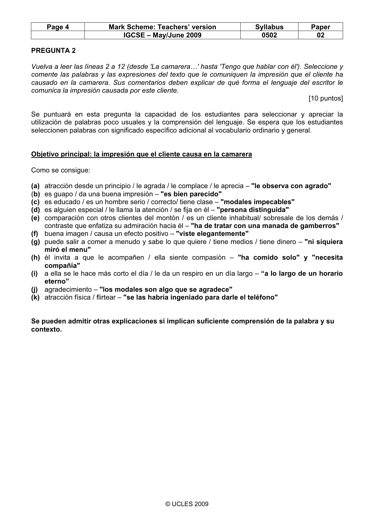 Mark scheme, page 4 of 7