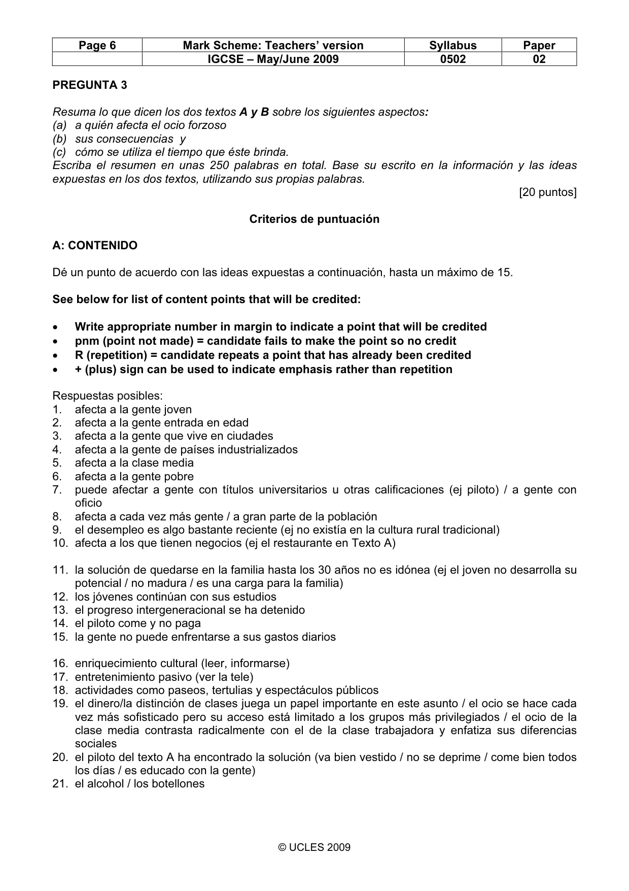 Mark scheme, page 6 of 7