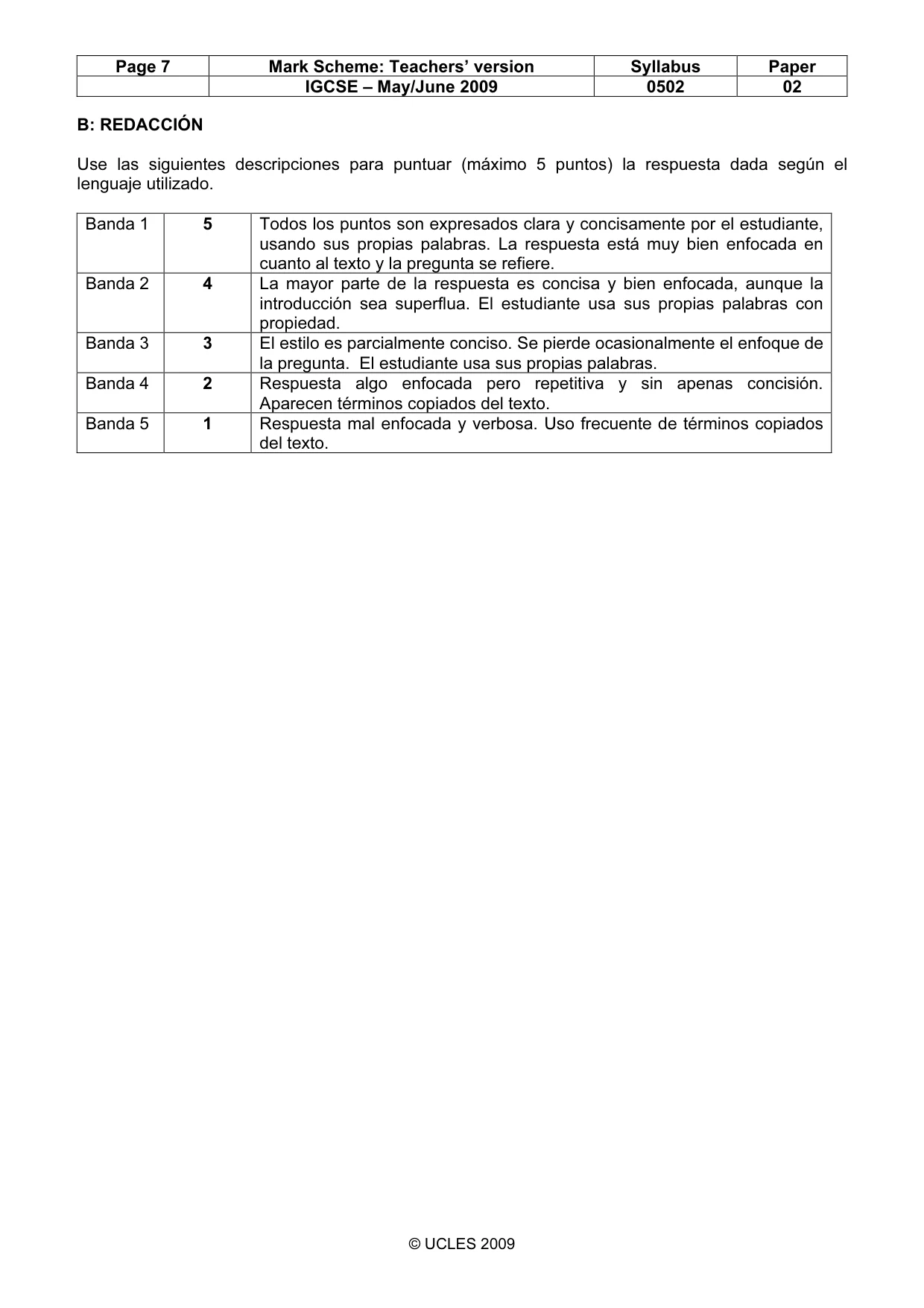 Mark scheme, page 7 of 7