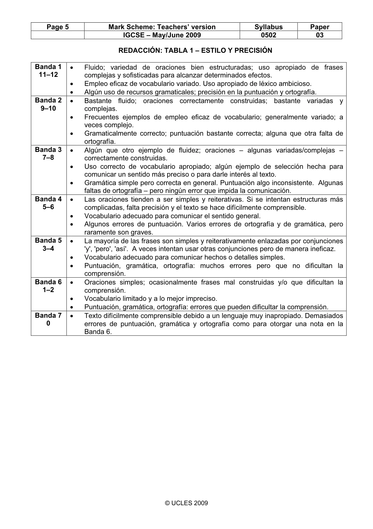 Mark scheme, page 5 of 7