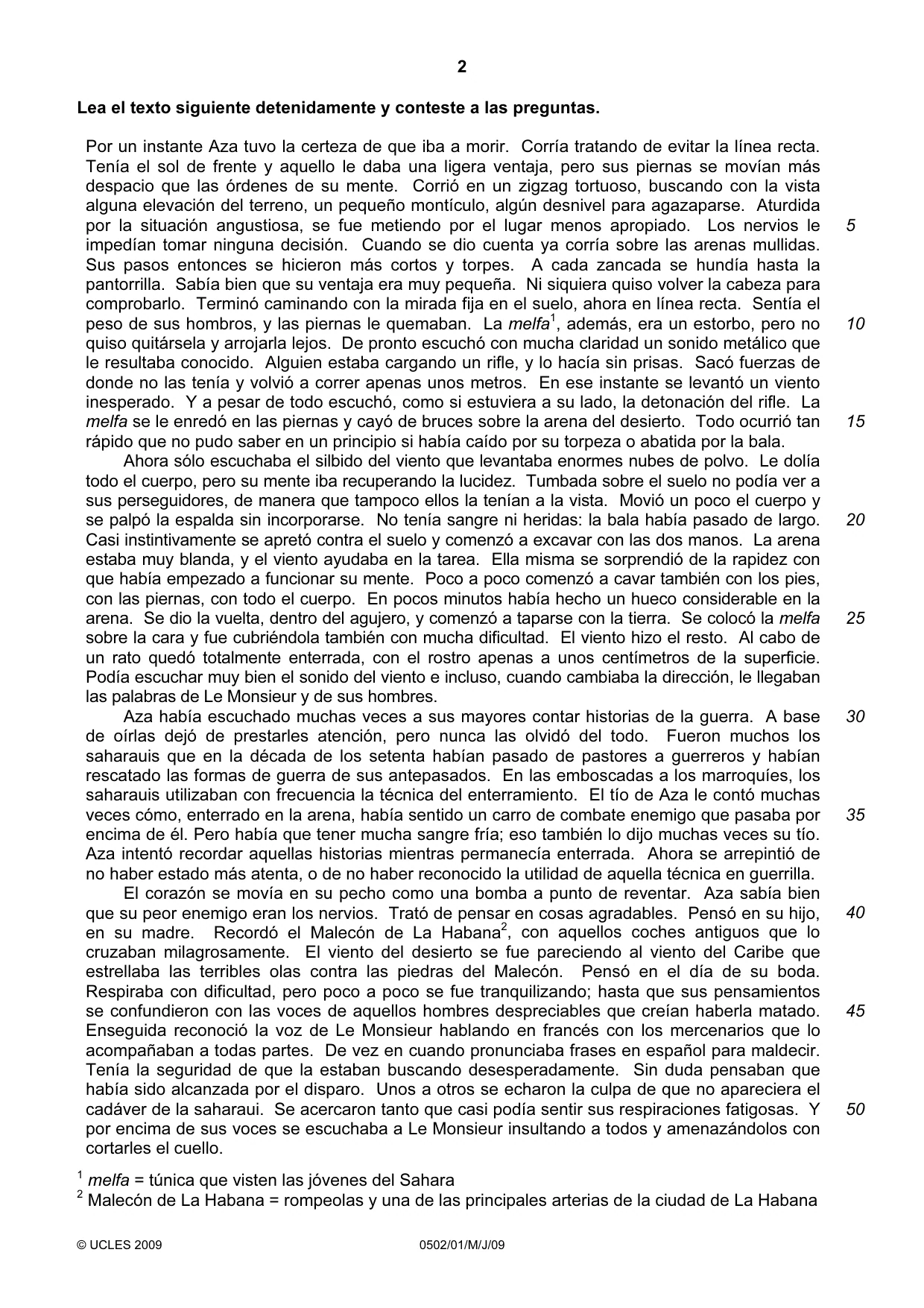 Cambridge IGCSE Spanish - First Language 0502 2009 May/June Paper 1 · Variant 1 question paper, page 2 of 4
