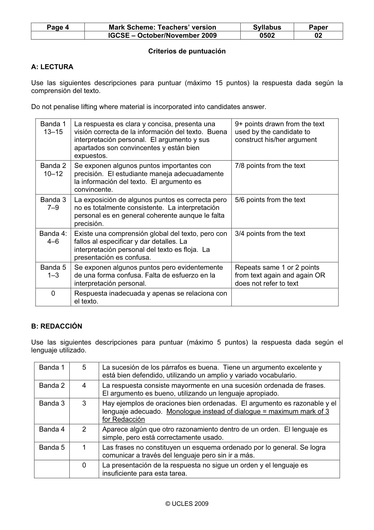 Mark scheme, page 4 of 8