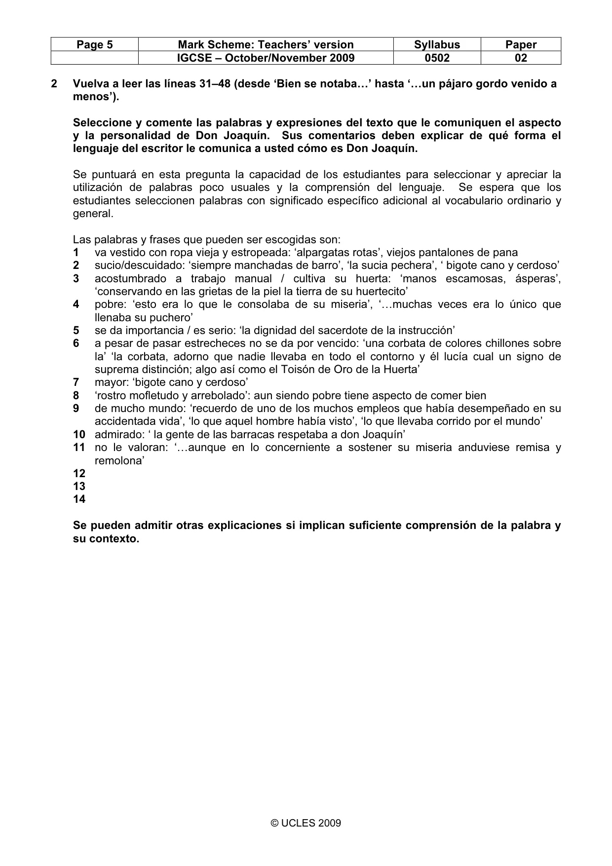 Mark scheme, page 5 of 8